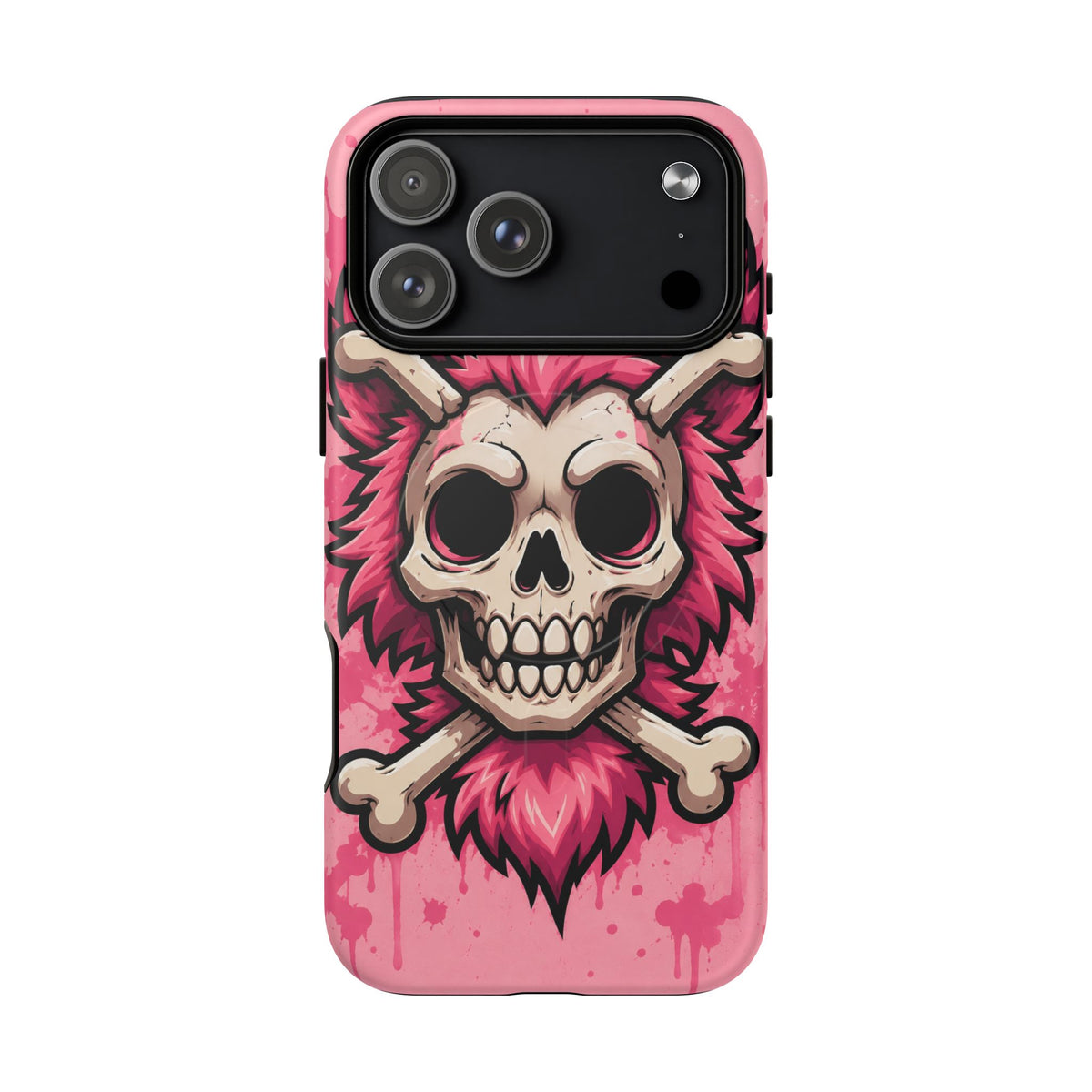 Pink Skull & Crossbones Tough Magnetic Phone Case — Punk Rock Protective Cover