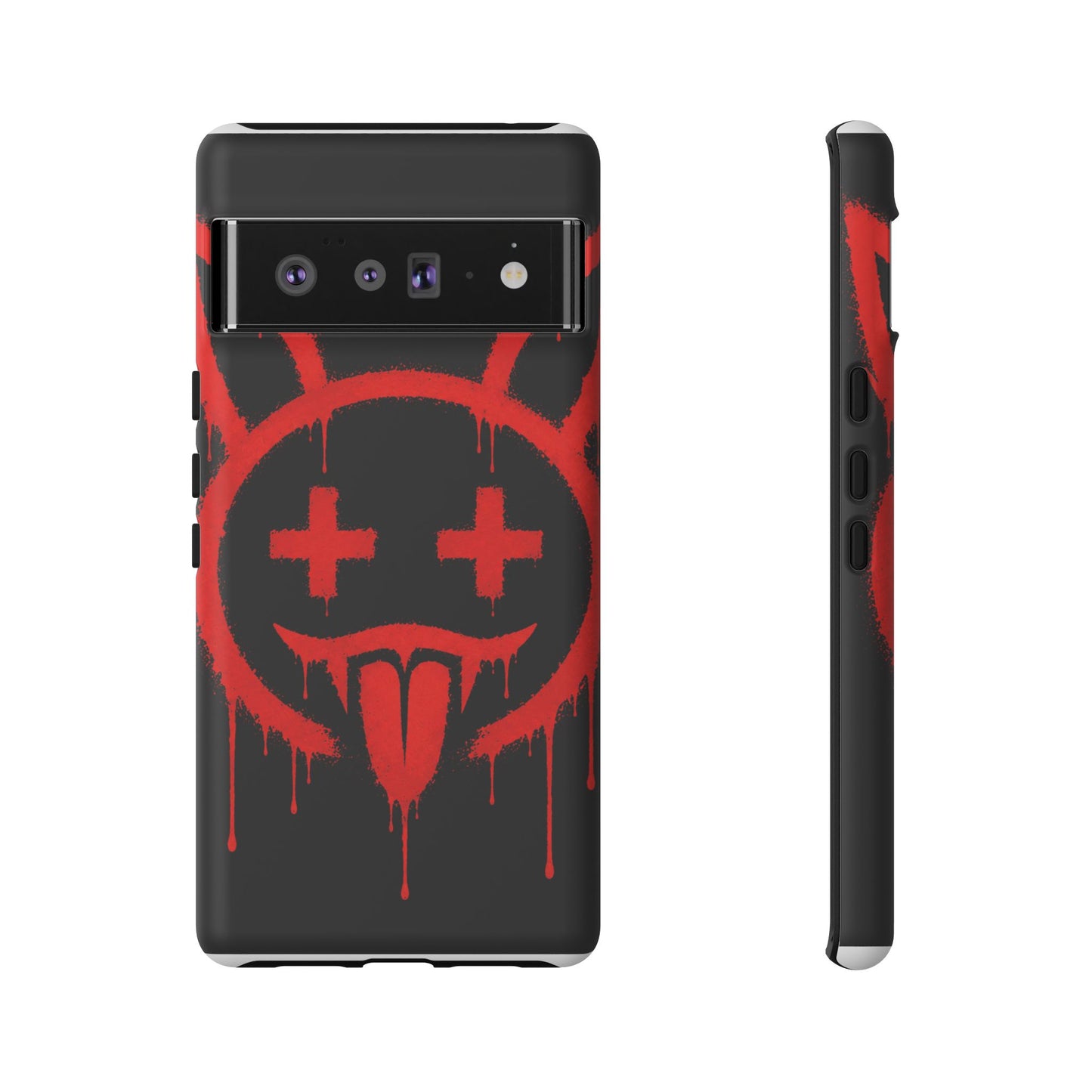 Phone Case - Metallic Souls Red Drip Smiley Graffiti Design