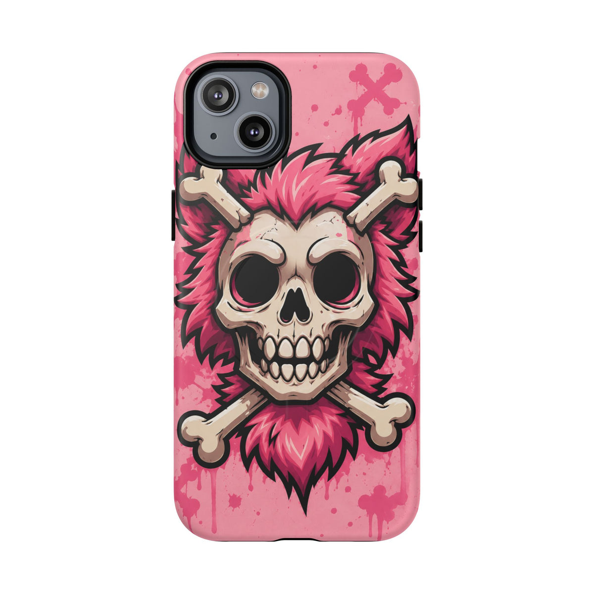 Pink Skull & Crossbones Tough Magnetic Phone Case — Punk Rock Protective Cover