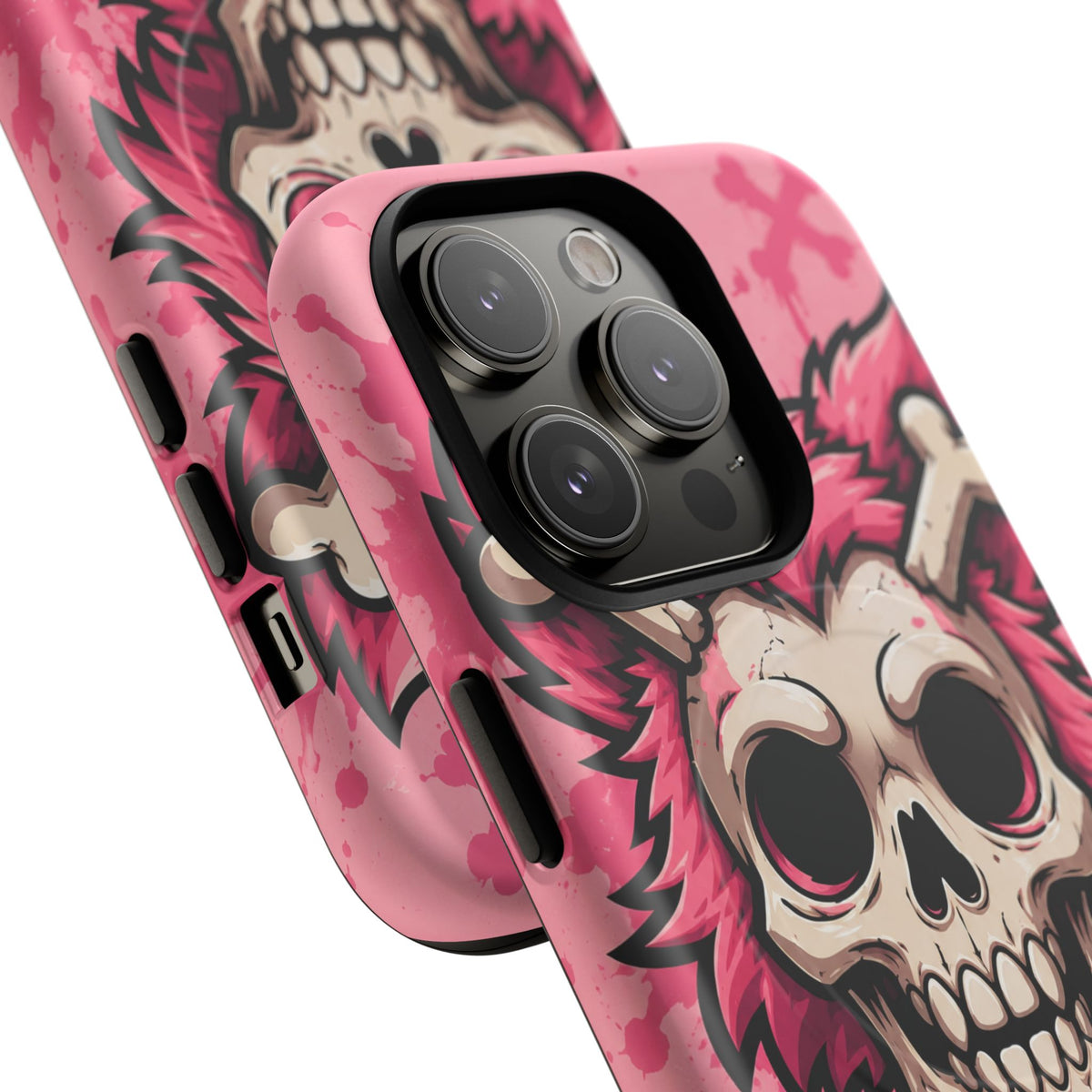 Pink Skull & Crossbones Tough Magnetic Phone Case — Punk Rock Protective Cover
