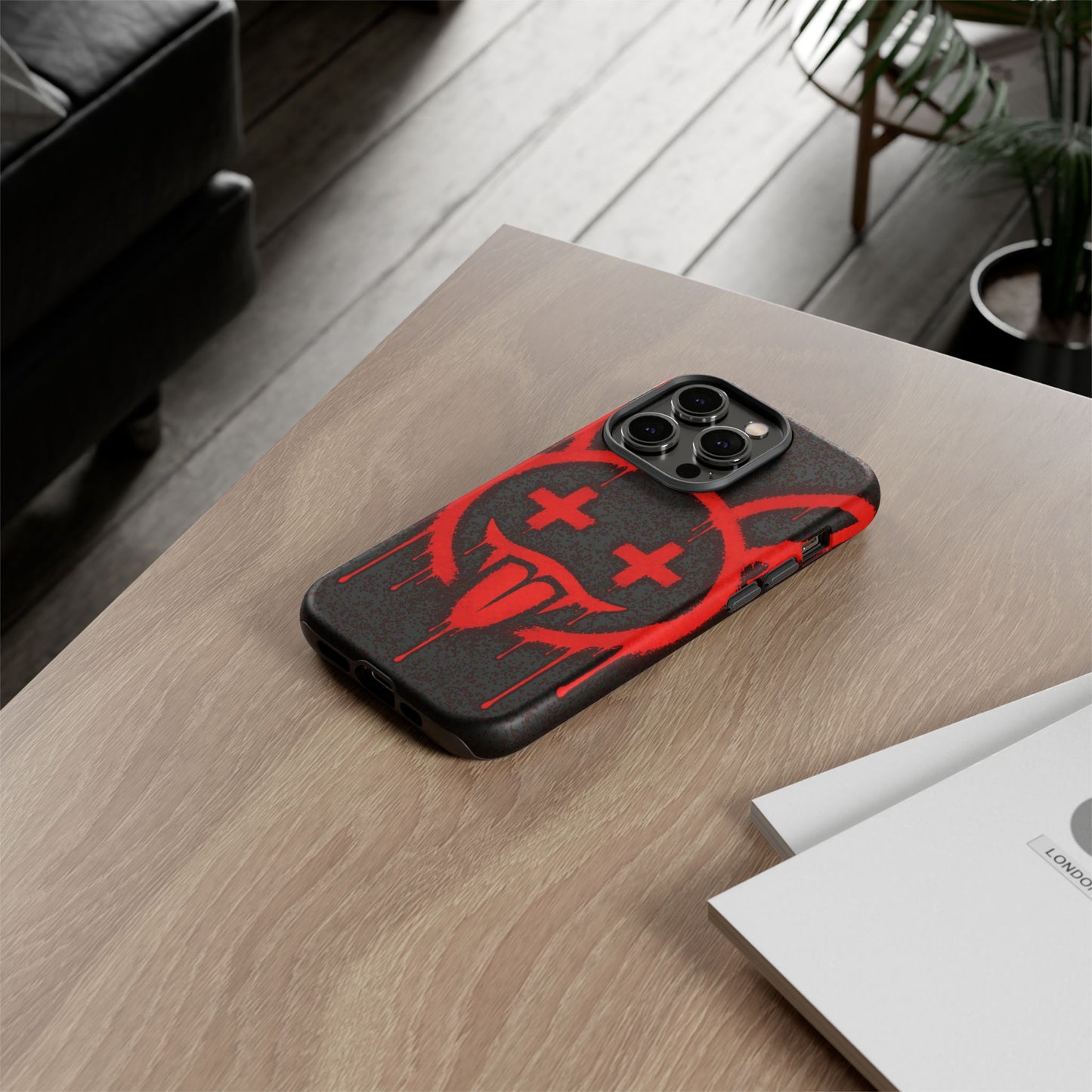 Phone Case - Metallic Souls Red Drip Smiley Graffiti Design