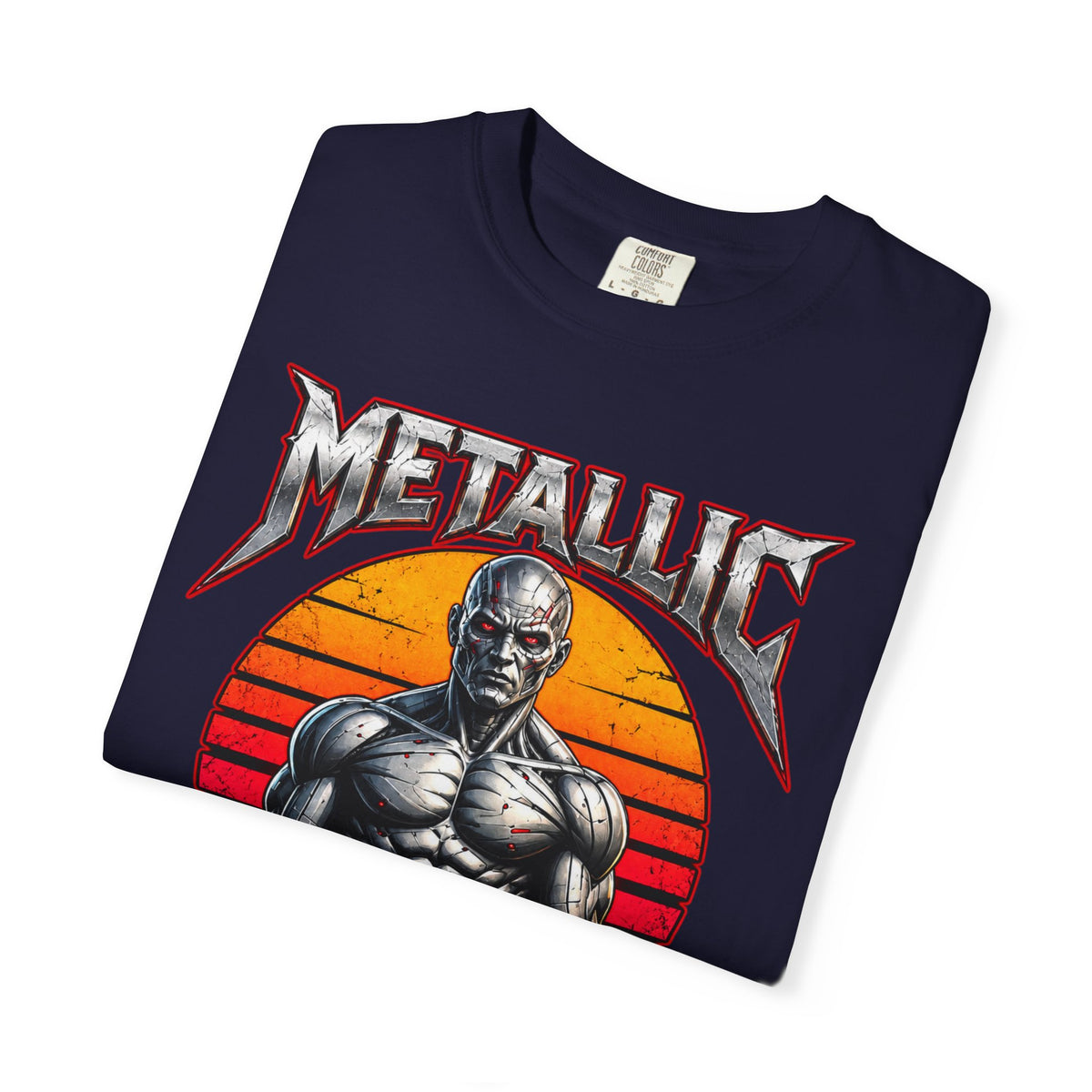 Metallic Souls T-Shirt — Retro Sunset Muscular Warrior Graphic Tee