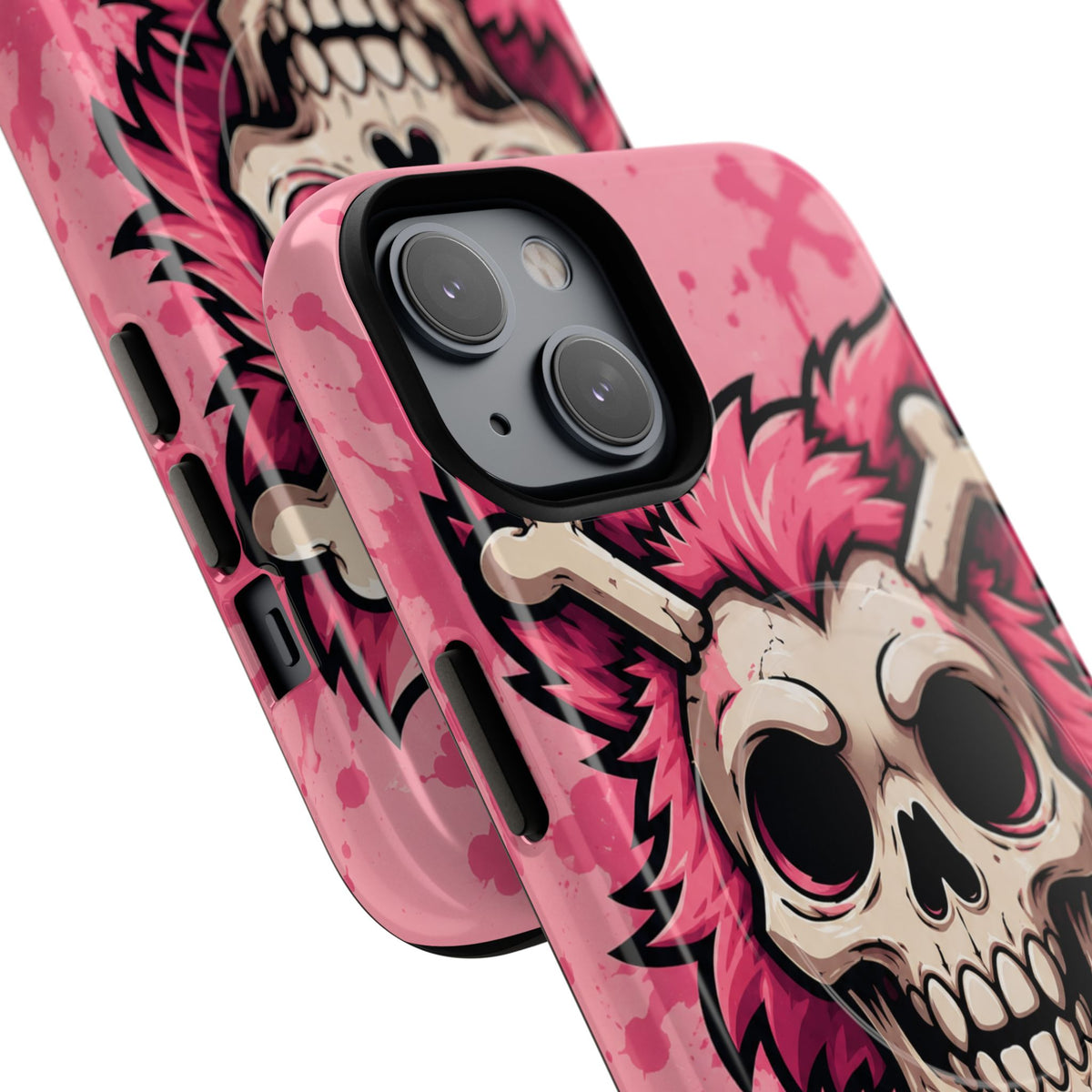Pink Skull & Crossbones Tough Magnetic Phone Case — Punk Rock Protective Cover
