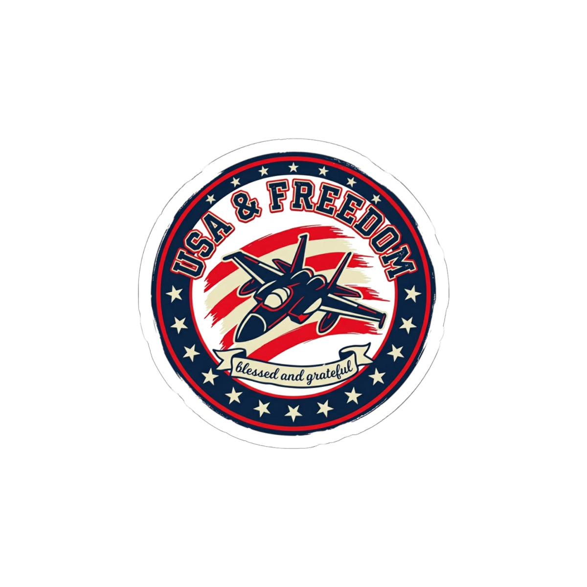 USA & Freedom Kiss-Cut Sticker | faith-based patriotic, vintage Americana