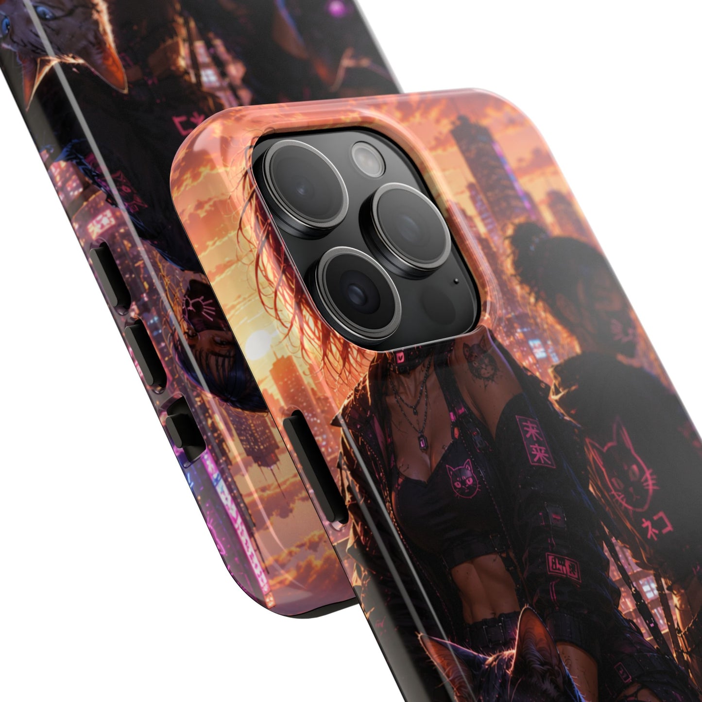 Cyberpunk Pack: Tough Phone Case with Neon Panther & City Sunset