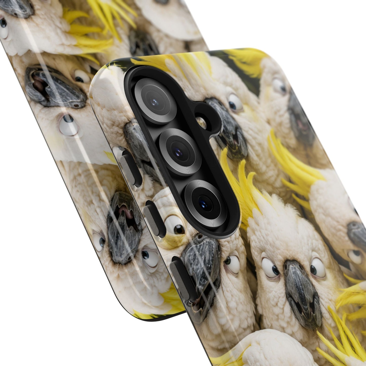 Cockatoo Collage Tough Phone Case — Funny Yellow Crested Bird Protective Phone Cover