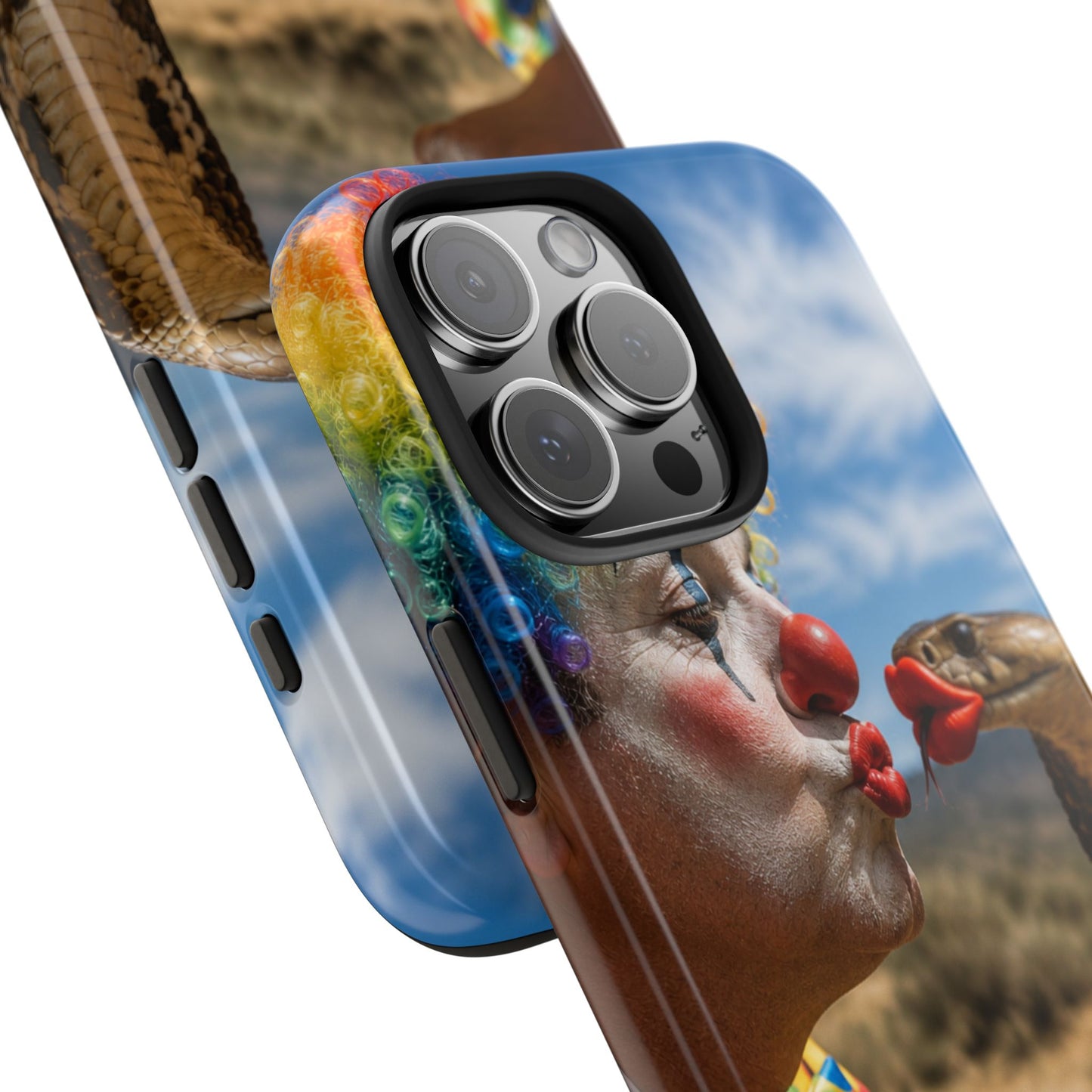 Clown & Cobra Tough Phone Case — Funny Kiss Design, Shockproof Protective Cover