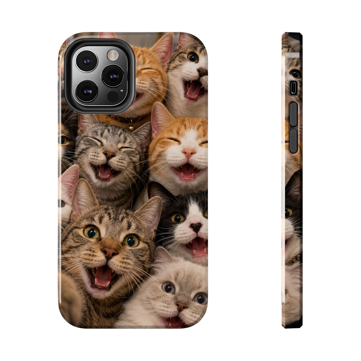 Tough Smiling Cats Collage Phone Case – Cute Cat Faces for iPhone