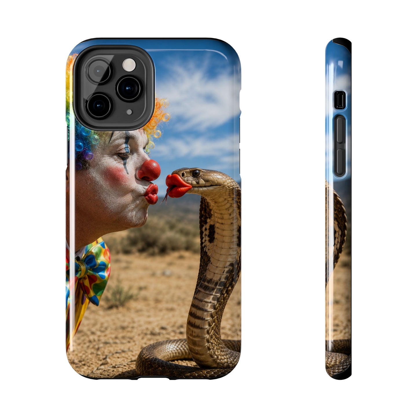 Clown & Cobra Tough Phone Case — Funny Kiss Design, Shockproof Protective Cover