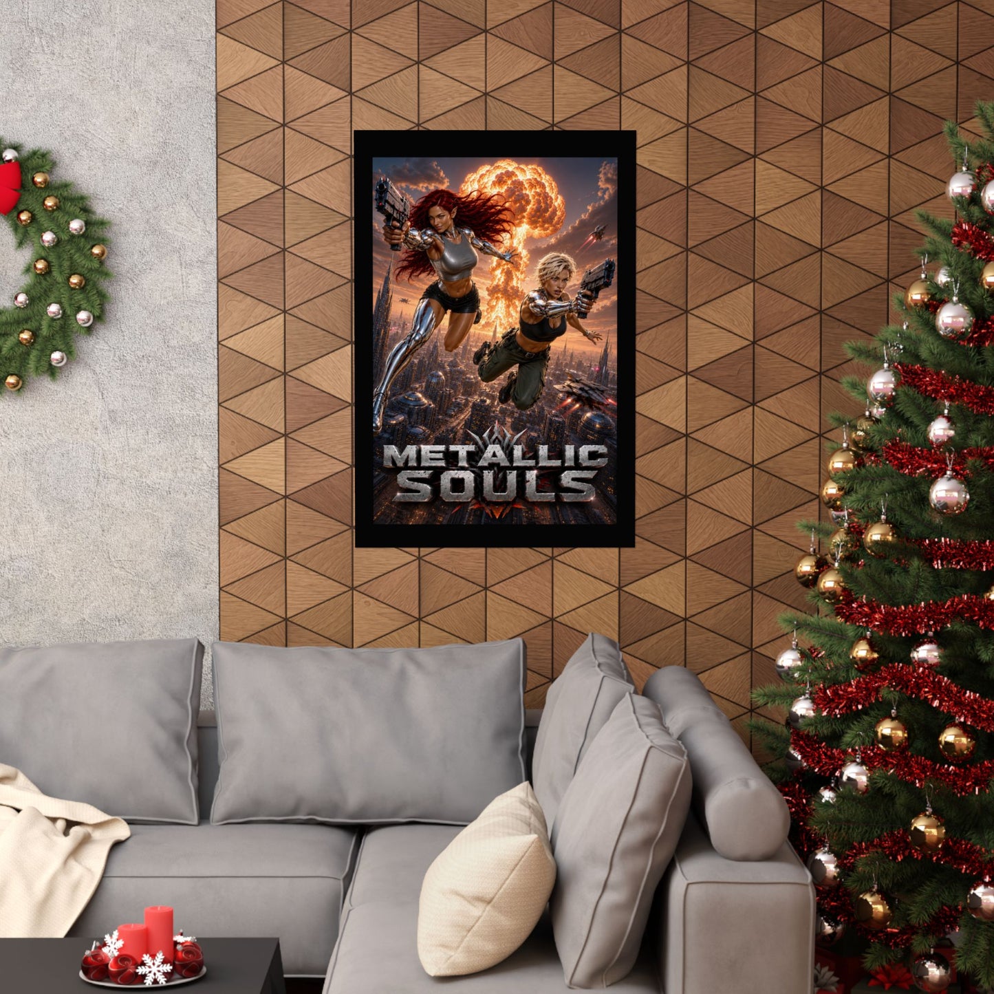Metallic Souls Sci‑Fi Poster — Action Cyberpunk Movie Art