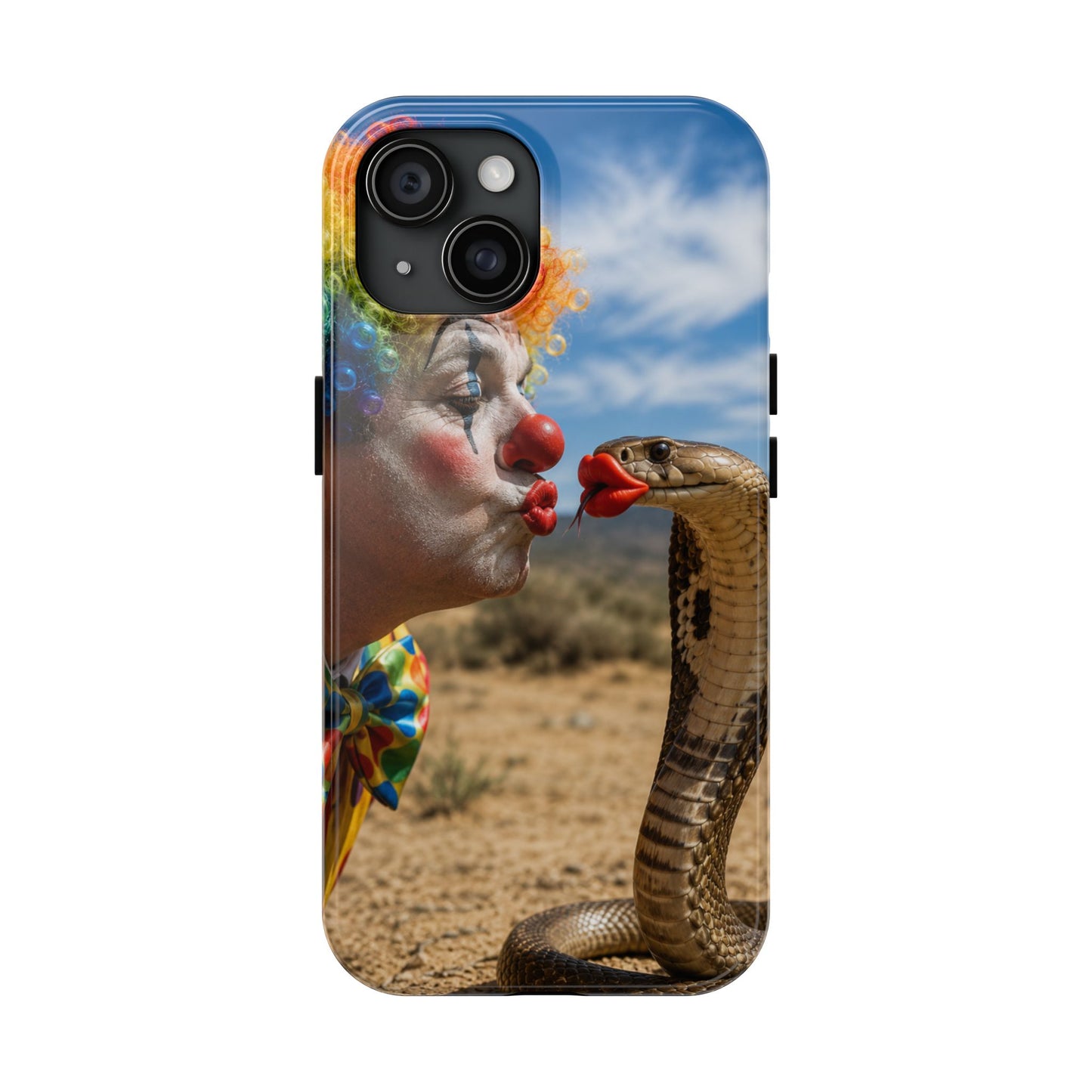 Clown & Cobra Tough Phone Case — Funny Kiss Design, Shockproof Protective Cover
