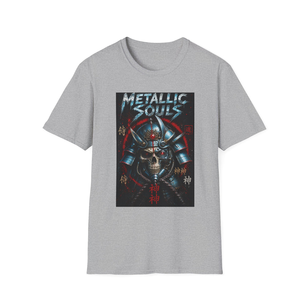 Metallic Souls Samurai Helmet T‑Shirt — Vintage Mecha Warrior Graphic Tee