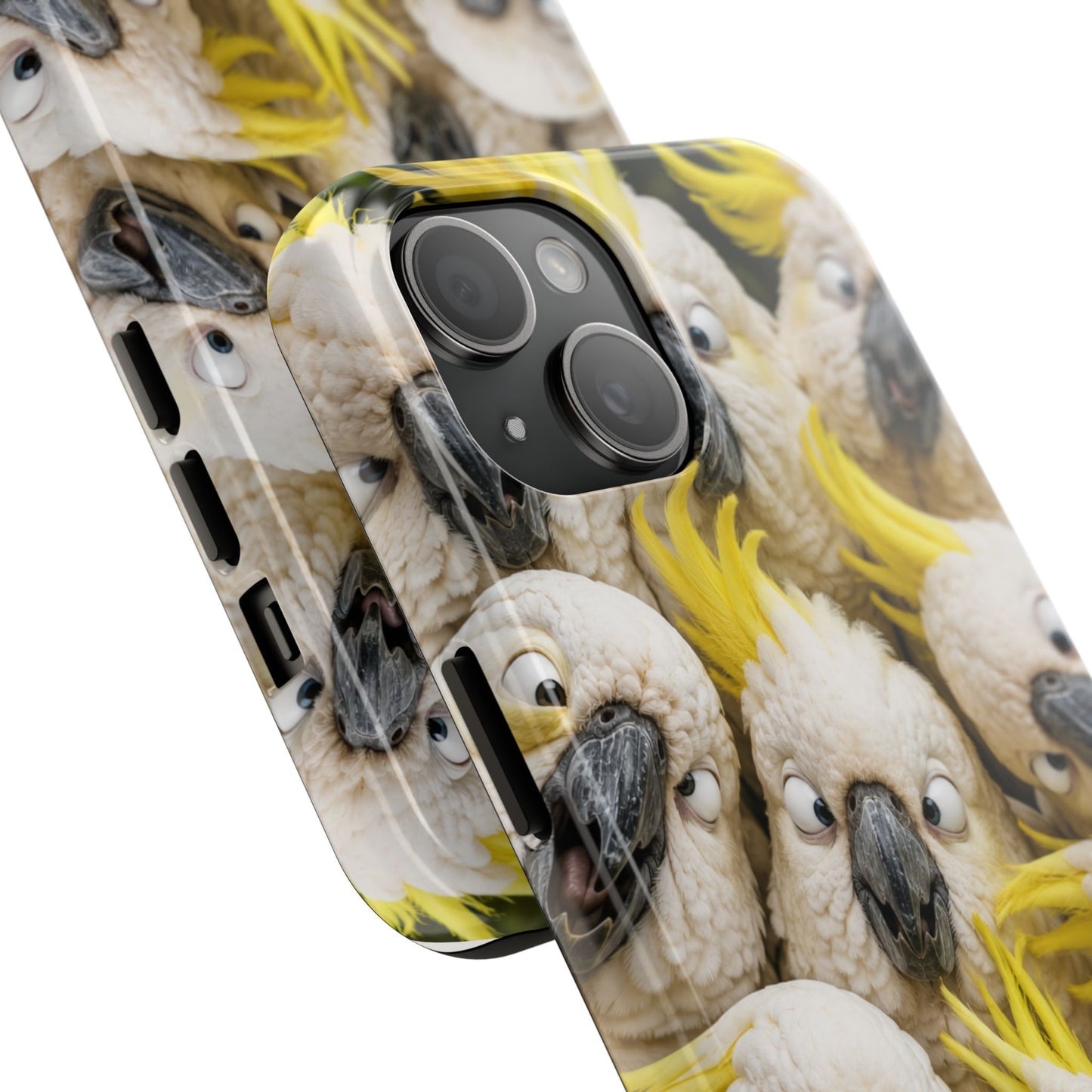Cockatoo Collage Tough Phone Case — Funny Yellow Crested Bird Protective Phone Cover