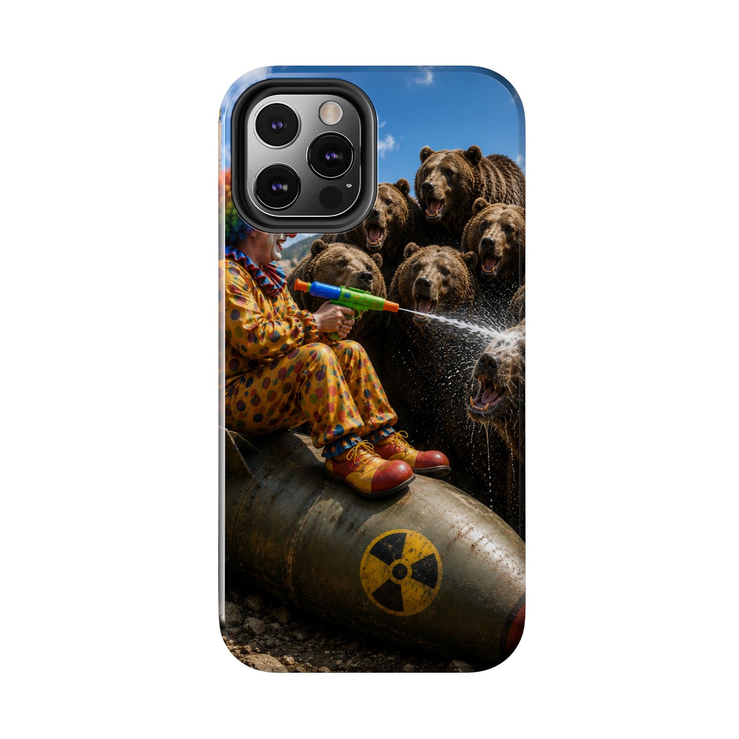 Tough Phone Case — Surreal Clown vs. Bears Protective Phone Cover