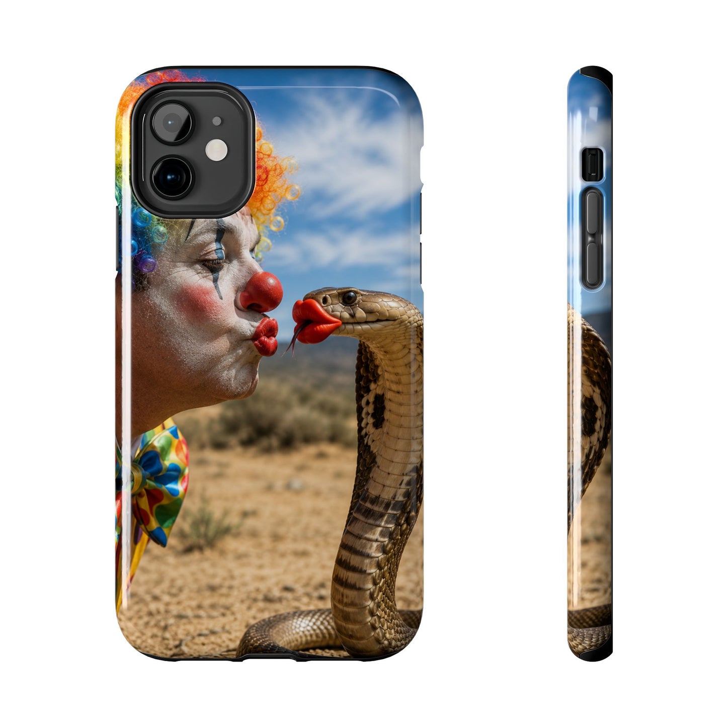 Clown & Cobra Tough Phone Case — Funny Kiss Design, Shockproof Protective Cover