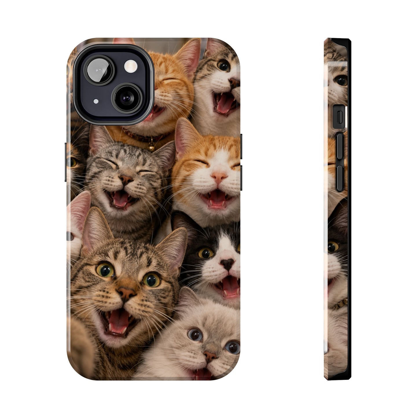 Tough Smiling Cats Collage Phone Case – Cute Cat Faces for iPhone