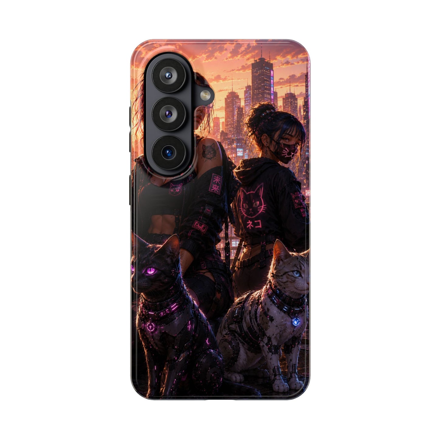 Cyberpunk Pack: Tough Phone Case with Neon Panther & City Sunset