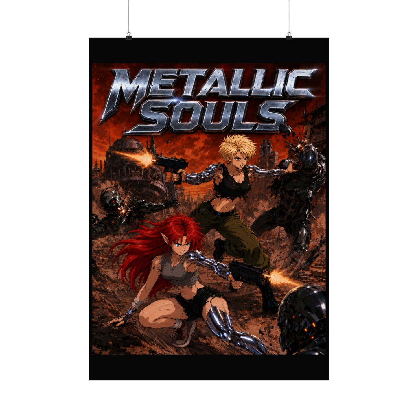 Metallic Souls Poster — Anime Sci‑Fi Action Matte Vertical Print