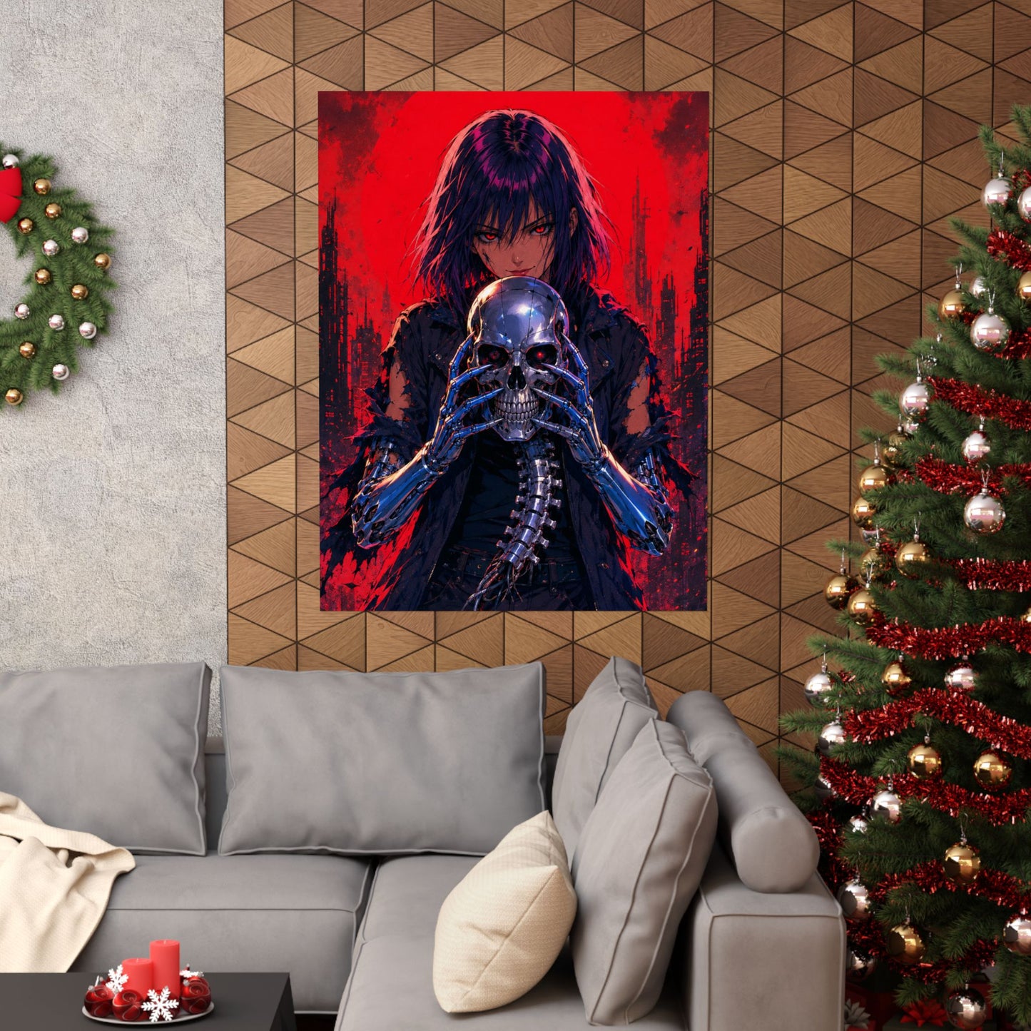 Metallic Souls Skull Poster — Gothic Anime Matte Vertical Wall Art