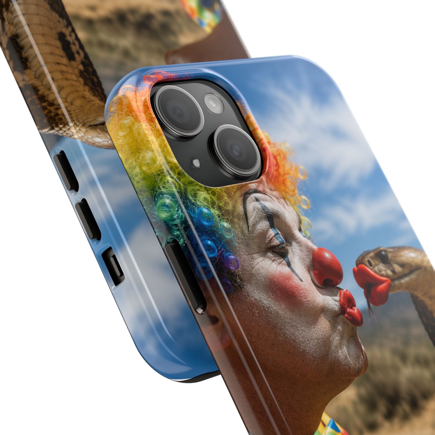 Clown & Cobra Tough Phone Case — Funny Kiss Design, Shockproof Protective Cover