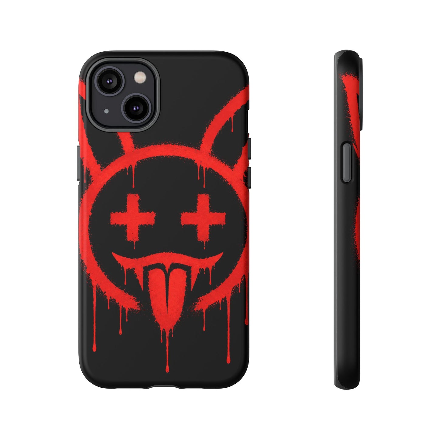 Phone Case - Metallic Souls Red Drip Smiley Graffiti Design