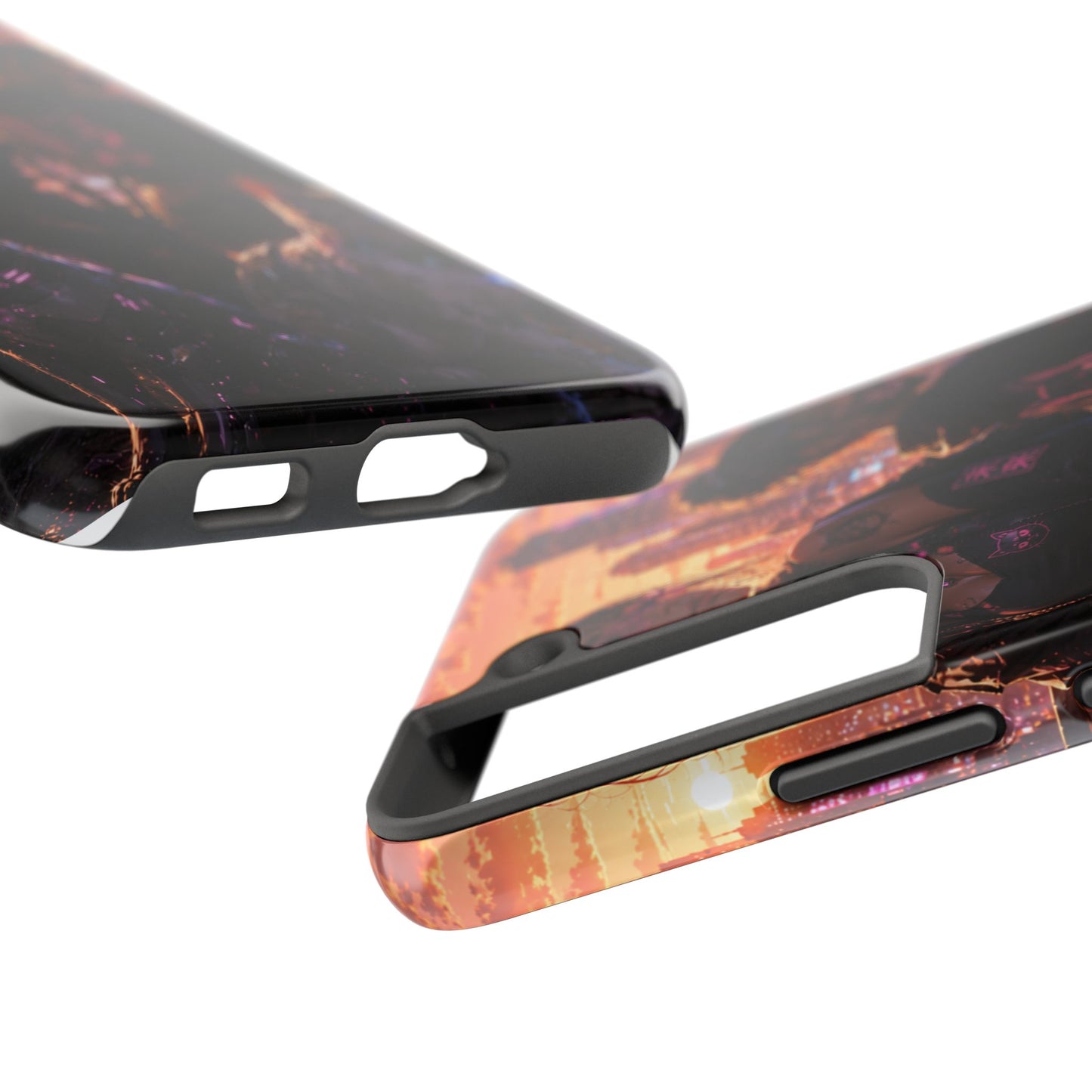 Cyberpunk Pack: Tough Phone Case with Neon Panther & City Sunset