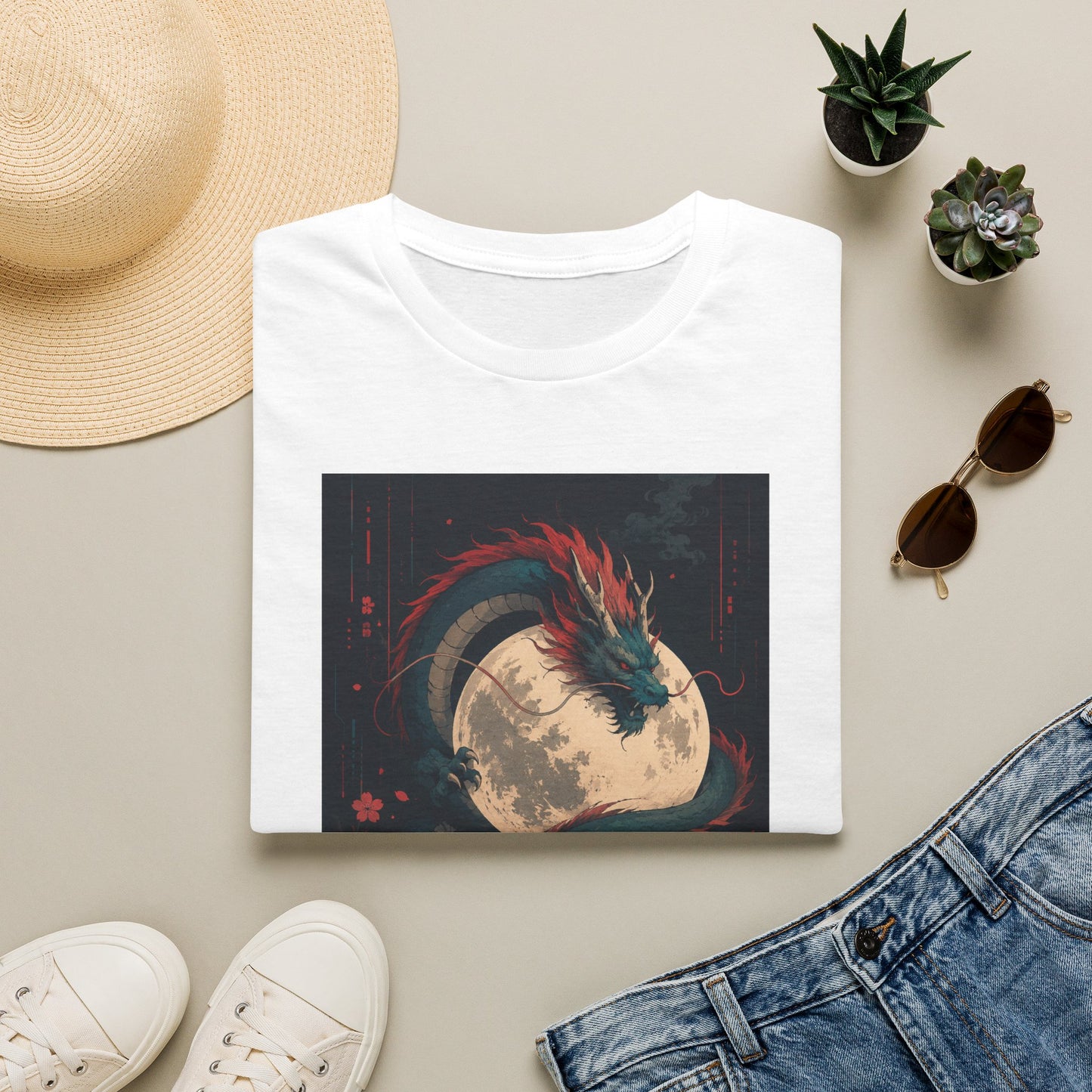 Dragon Moon T-Shirt — Mystical Japanese Serpent Design