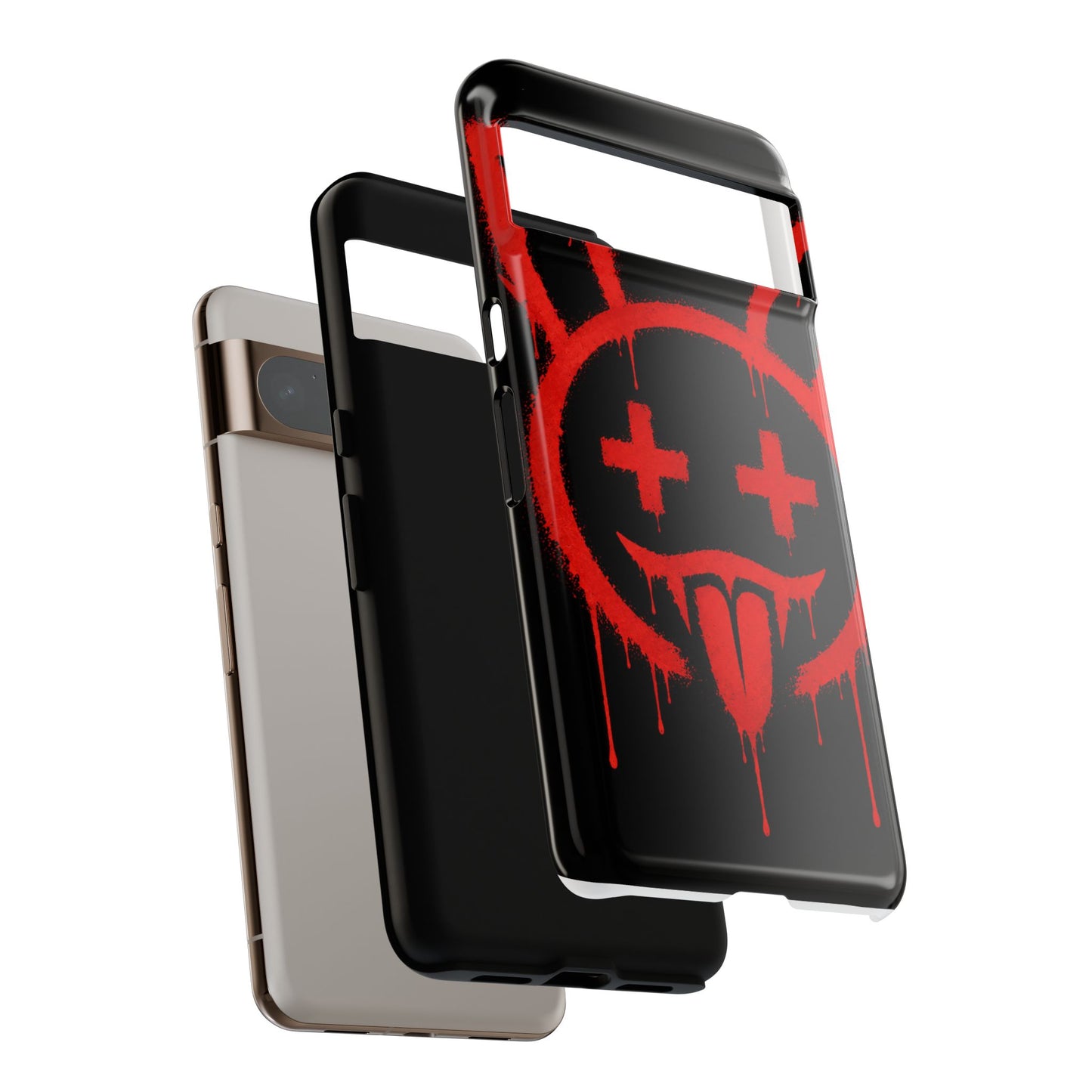 Phone Case - Metallic Souls Red Drip Smiley Graffiti Design