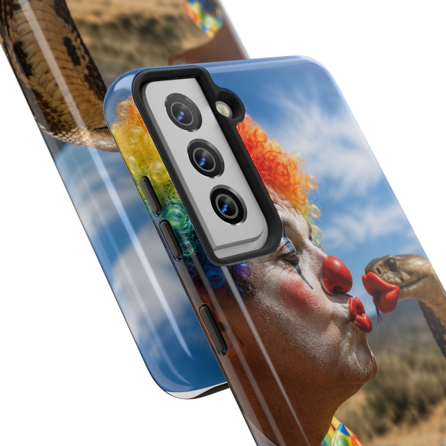 Clown & Cobra Tough Phone Case — Funny Kiss Design, Shockproof Protective Cover