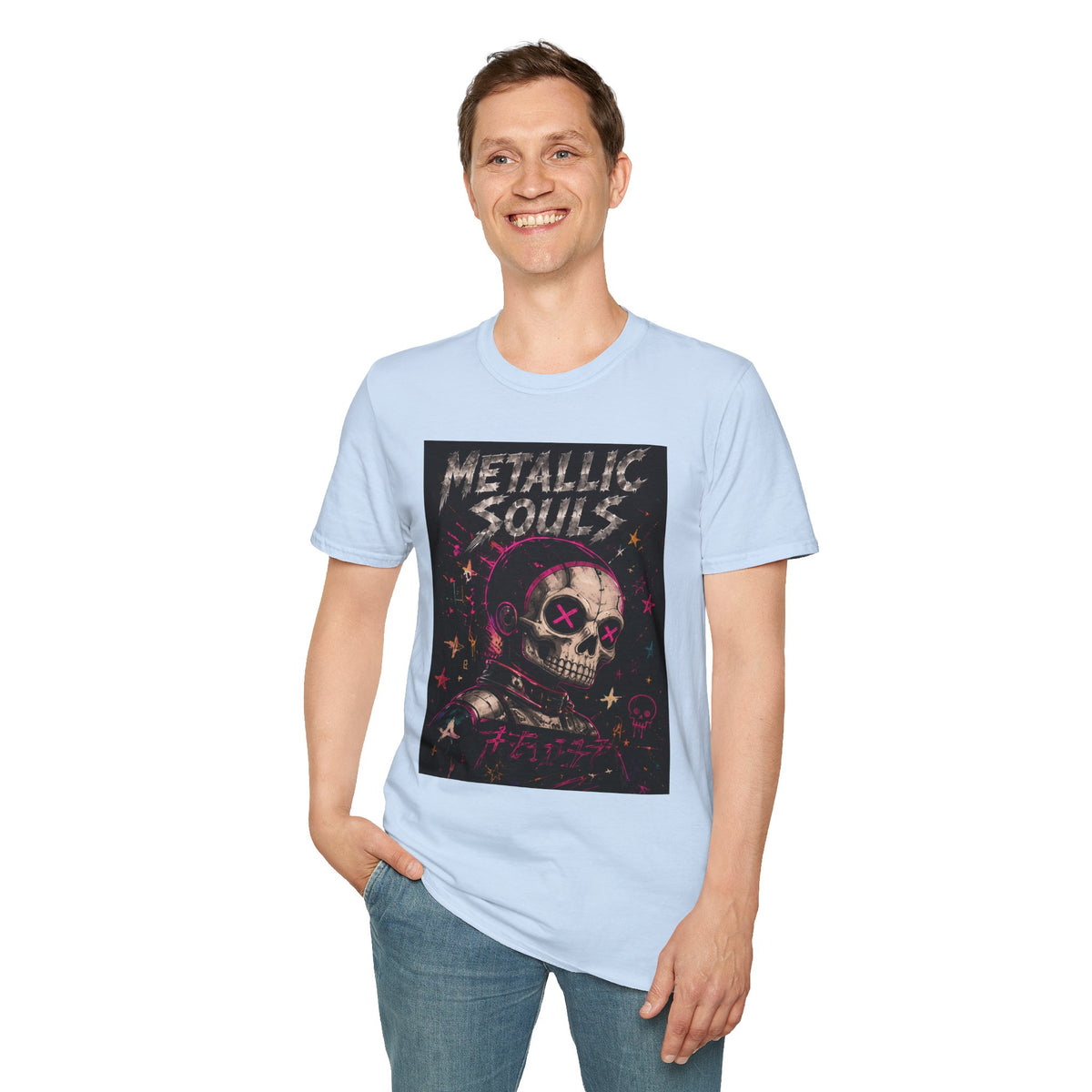 Metallic Souls Skull T‑Shirt — Retro Grunge Rock Tee