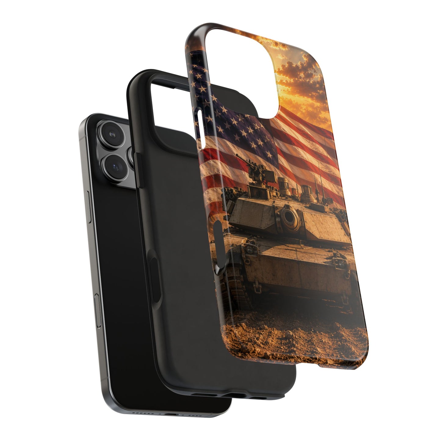 Patriotic Armor Phone Case — Military Tank with American Flag