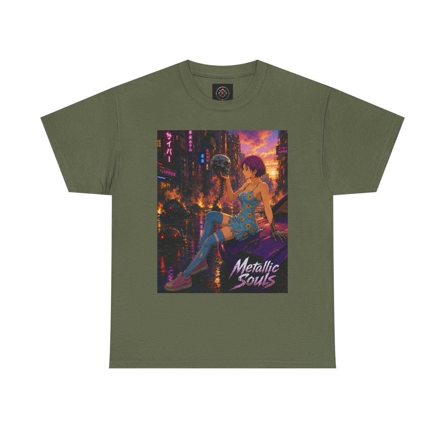 Metallic Souls Tee — Cyberpunk Anime Graphic T-Shirt