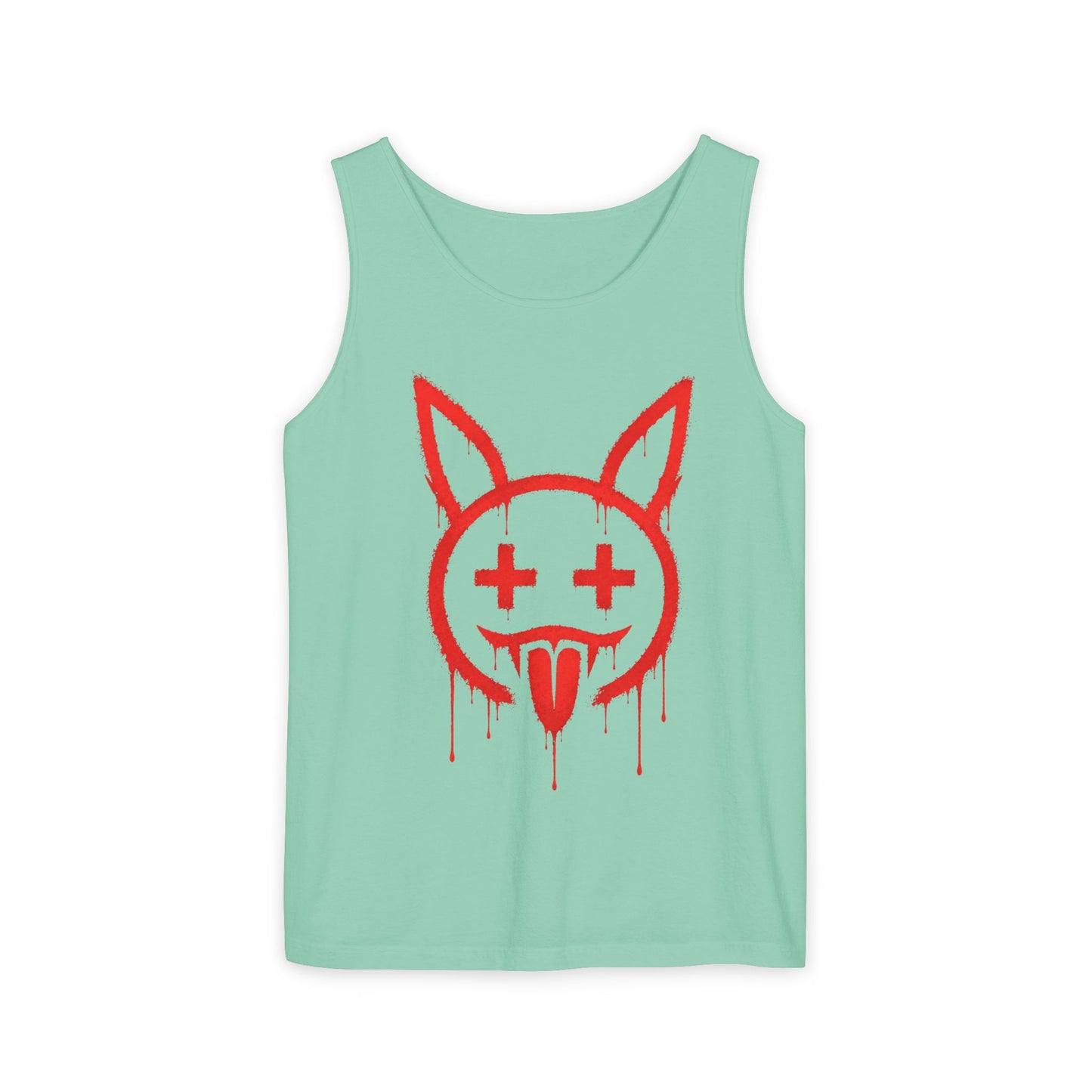 Graffiti Bunny Drip Tank Top,  Distressed Red Stencil Graphic