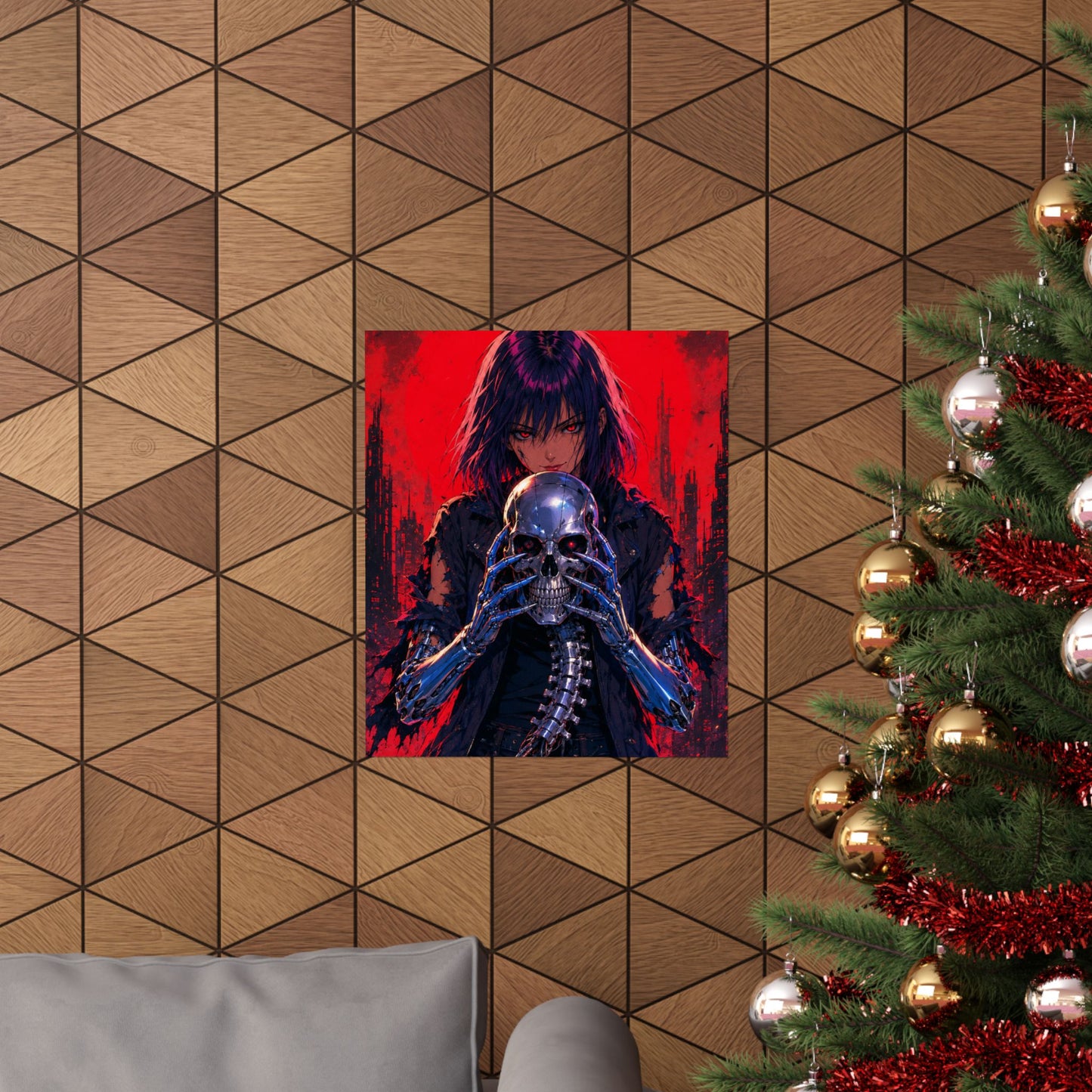 Metallic Souls Skull Poster — Gothic Anime Matte Vertical Wall Art
