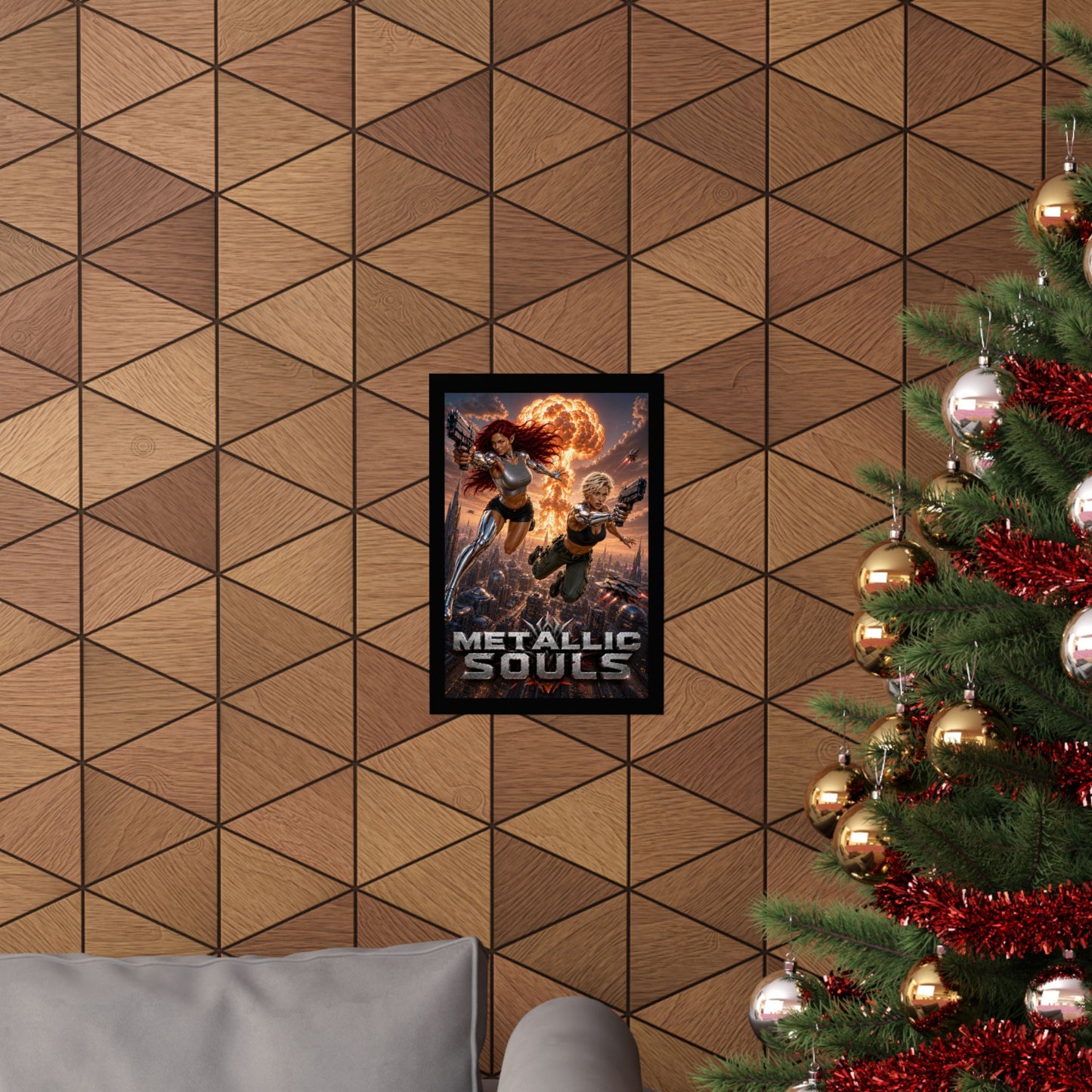 Metallic Souls Sci‑Fi Poster — Action Cyberpunk Movie Art