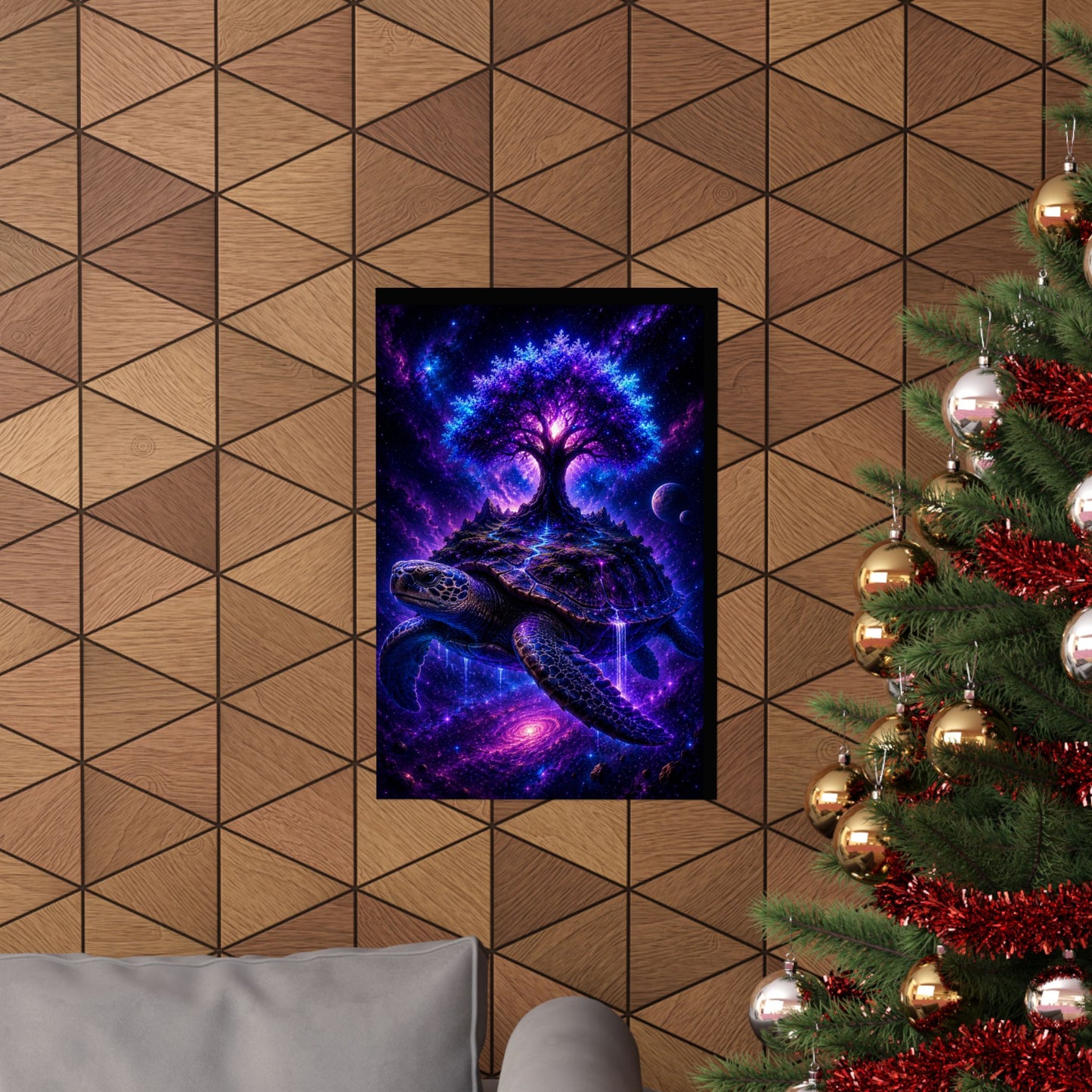 Cosmic Turtle Poster — Mystic Tree on Turtle Shell Matte Vertical Wall Art