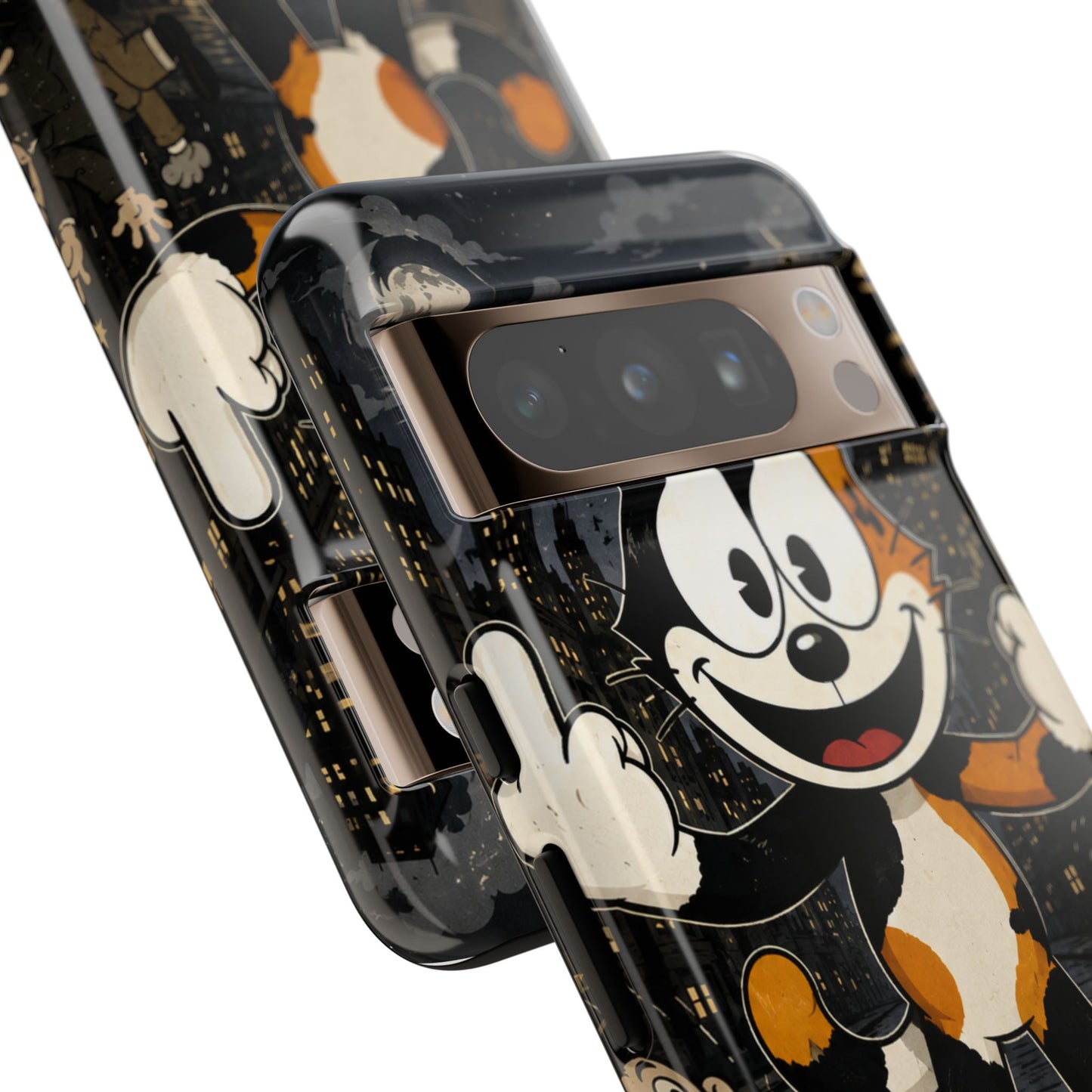 Vintage Cartoon Cat Phone Case — Edgy Felix-Style Illustration
