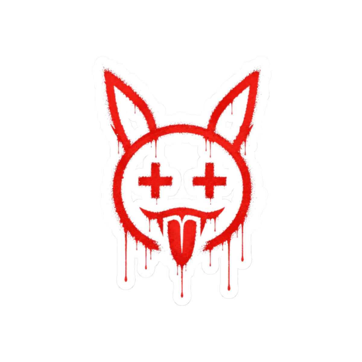 Drip Graffiti Bunny Sticker — Red Kiss-Cut Laptop Decal