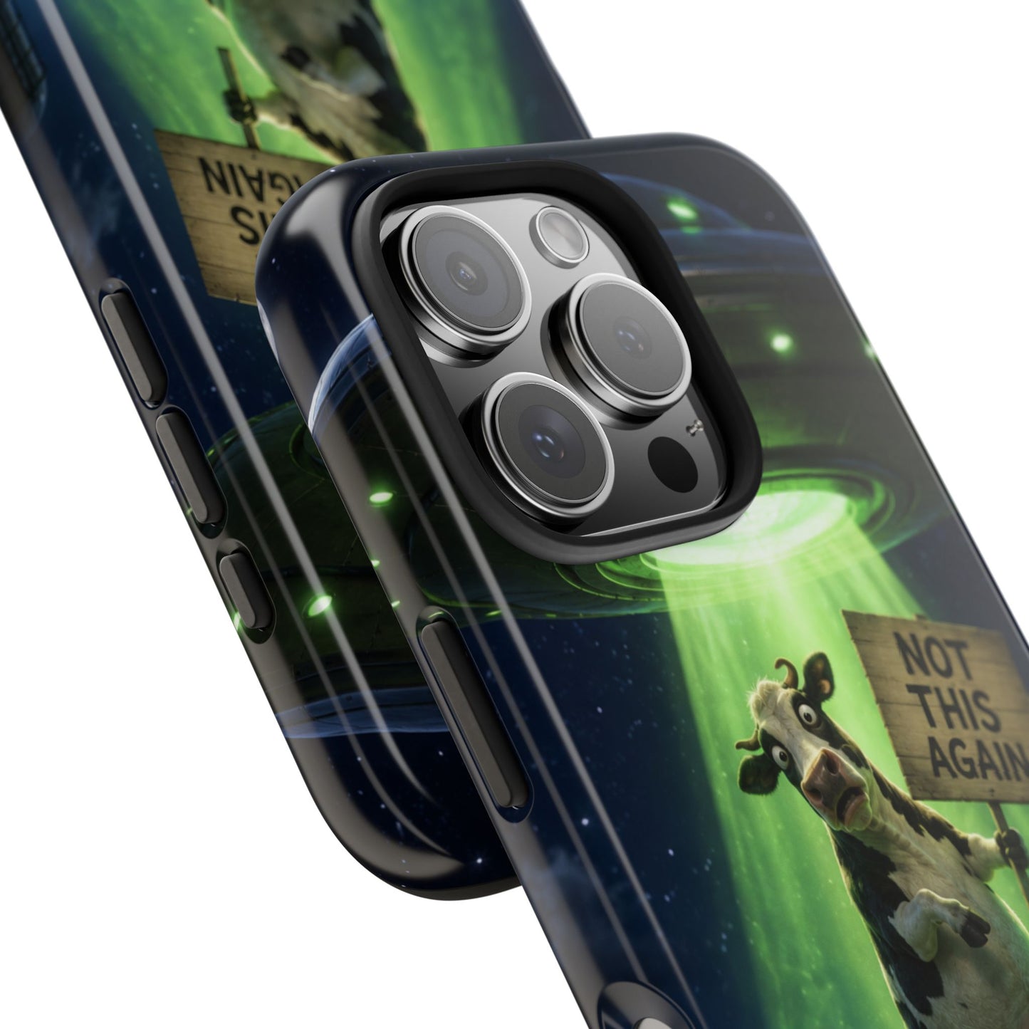 Phone Case — Funny Alien Abduction Cow Design ("Not This Again")