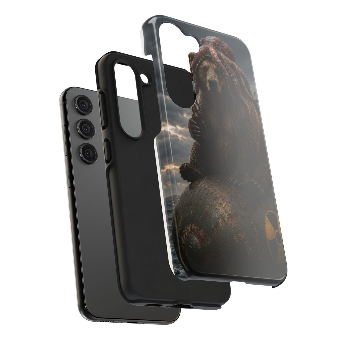 Tough Phone Case — Post‑Apocalyptic Bear with Octopus Helmet on Nuclear Bomb