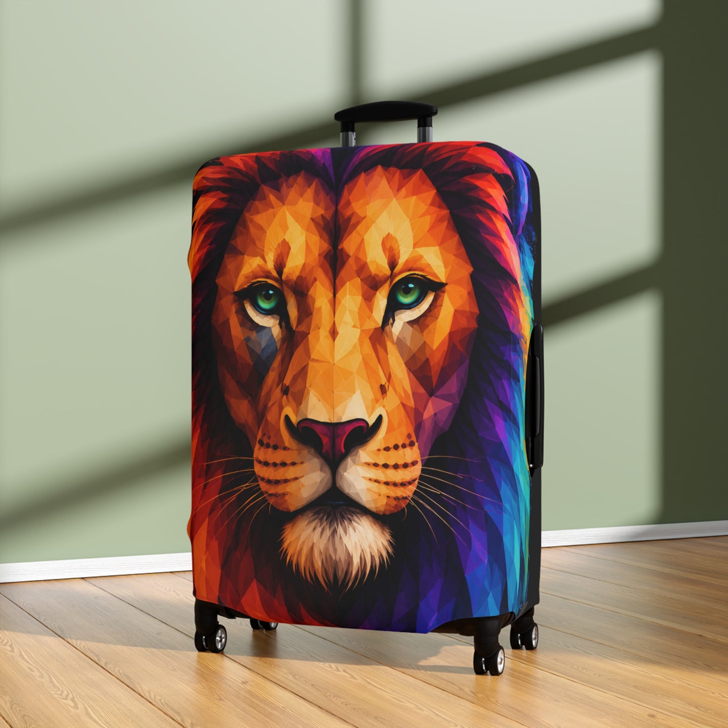 Lion Face Luggage Cover — Vibrant Rainbow Mane Travel Protector