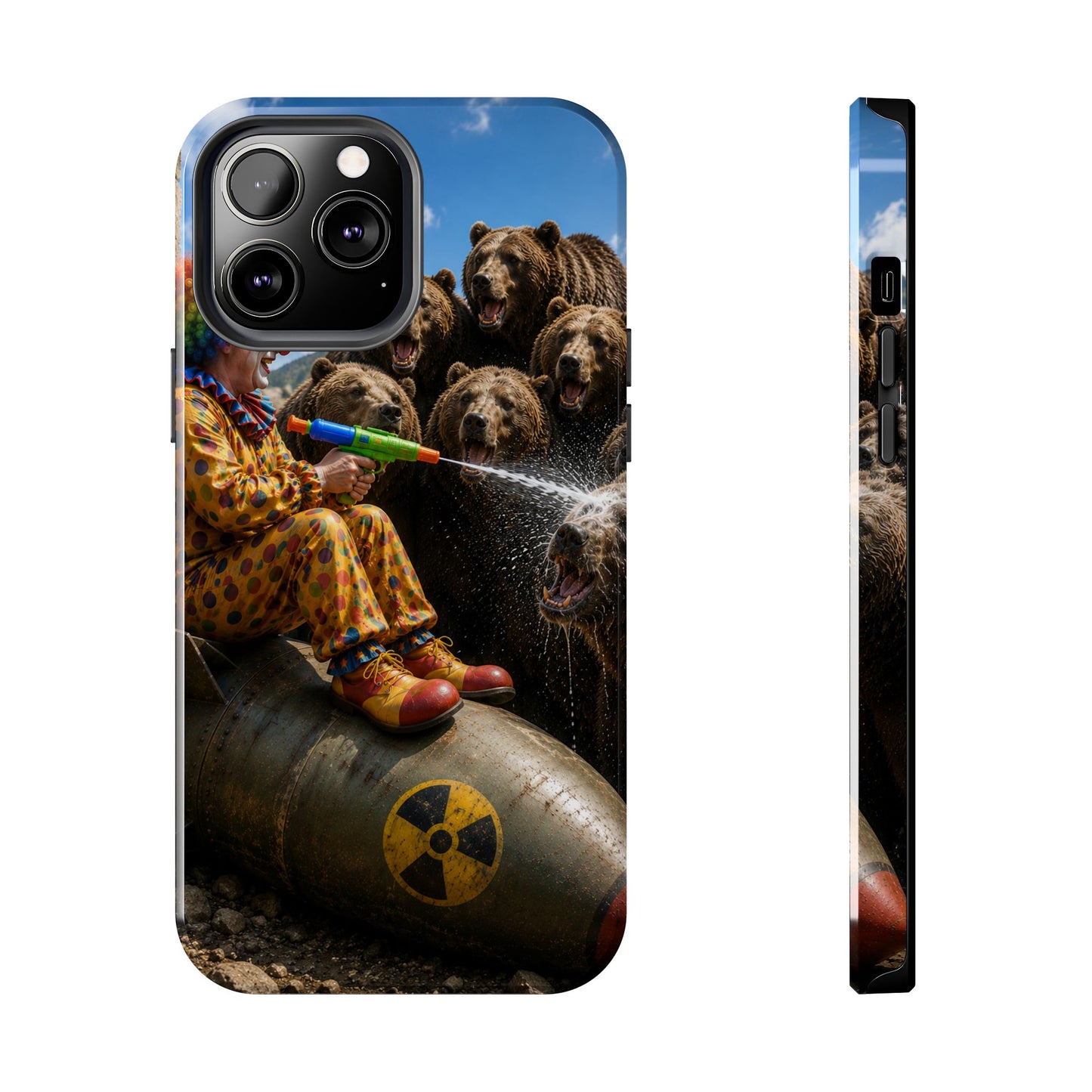Tough Phone Case — Surreal Clown vs. Bears Protective Phone Cover