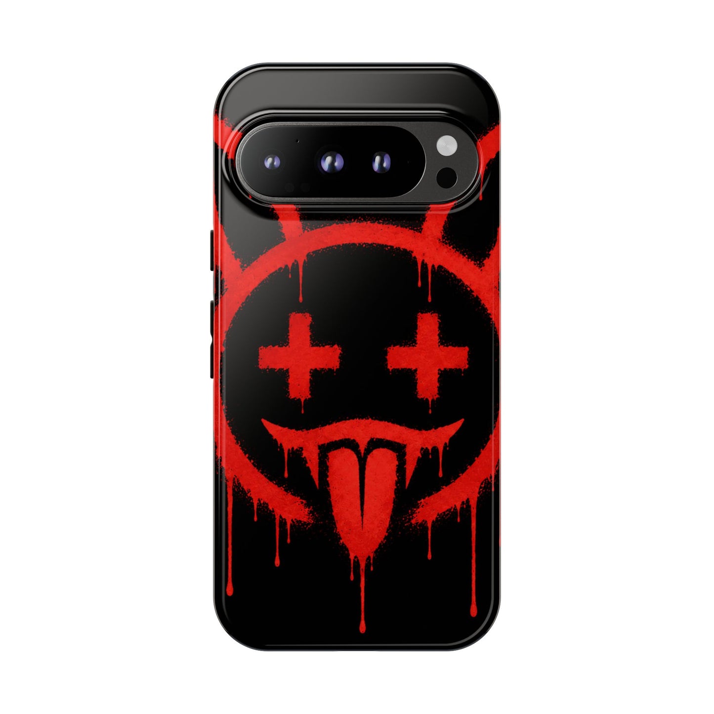 Phone Case - Metallic Souls Red Drip Smiley Graffiti Design