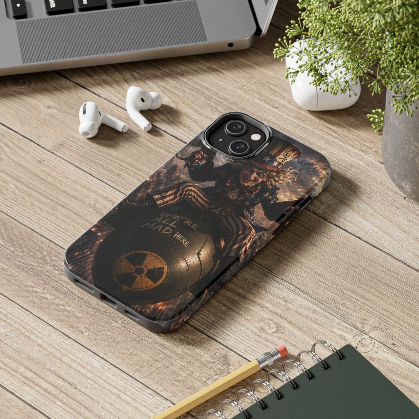 Tough Phone Case — Dark Uncle Sam 'We're All Mad Here' Nuclear Bomb Design