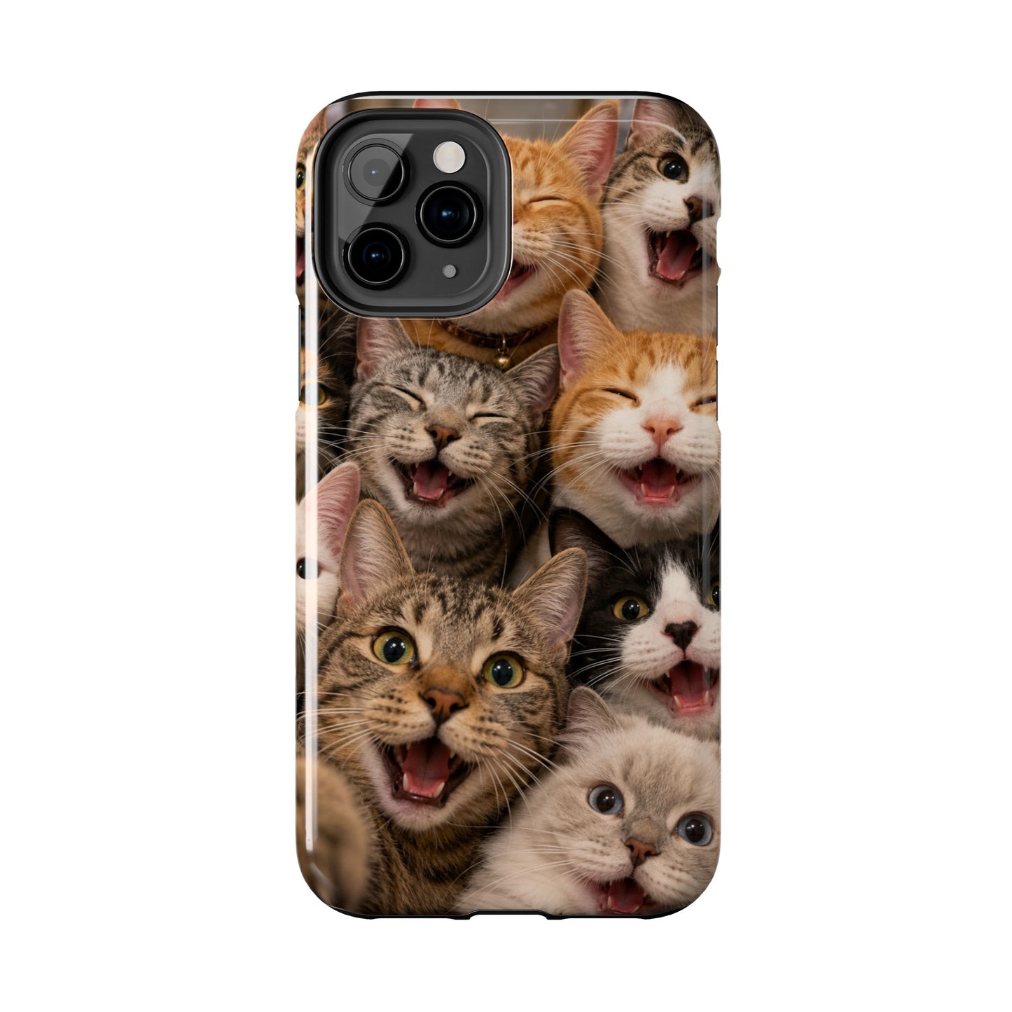 Tough Smiling Cats Collage Phone Case – Cute Cat Faces for iPhone