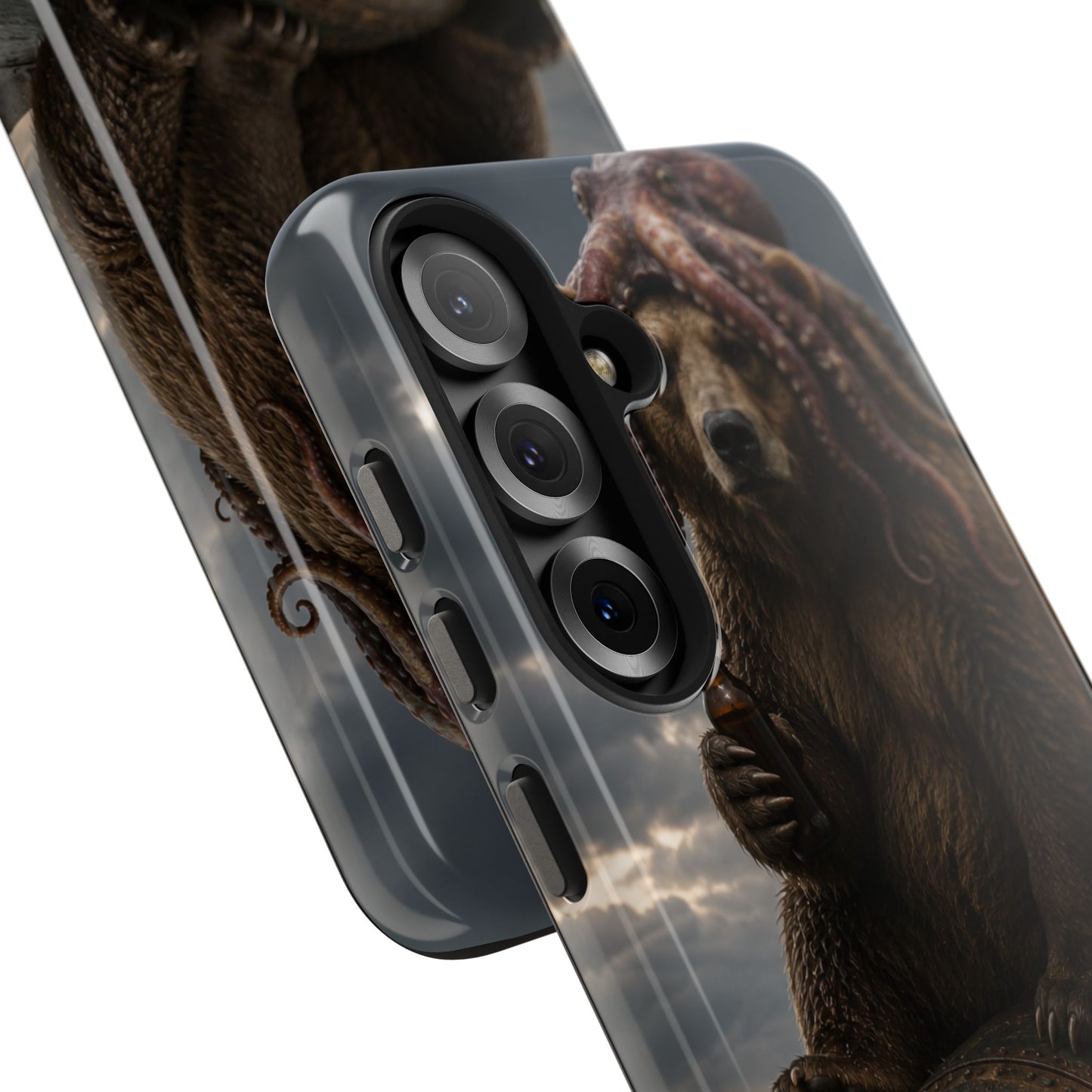 Tough Phone Case — Post‑Apocalyptic Bear with Octopus Helmet on Nuclear Bomb