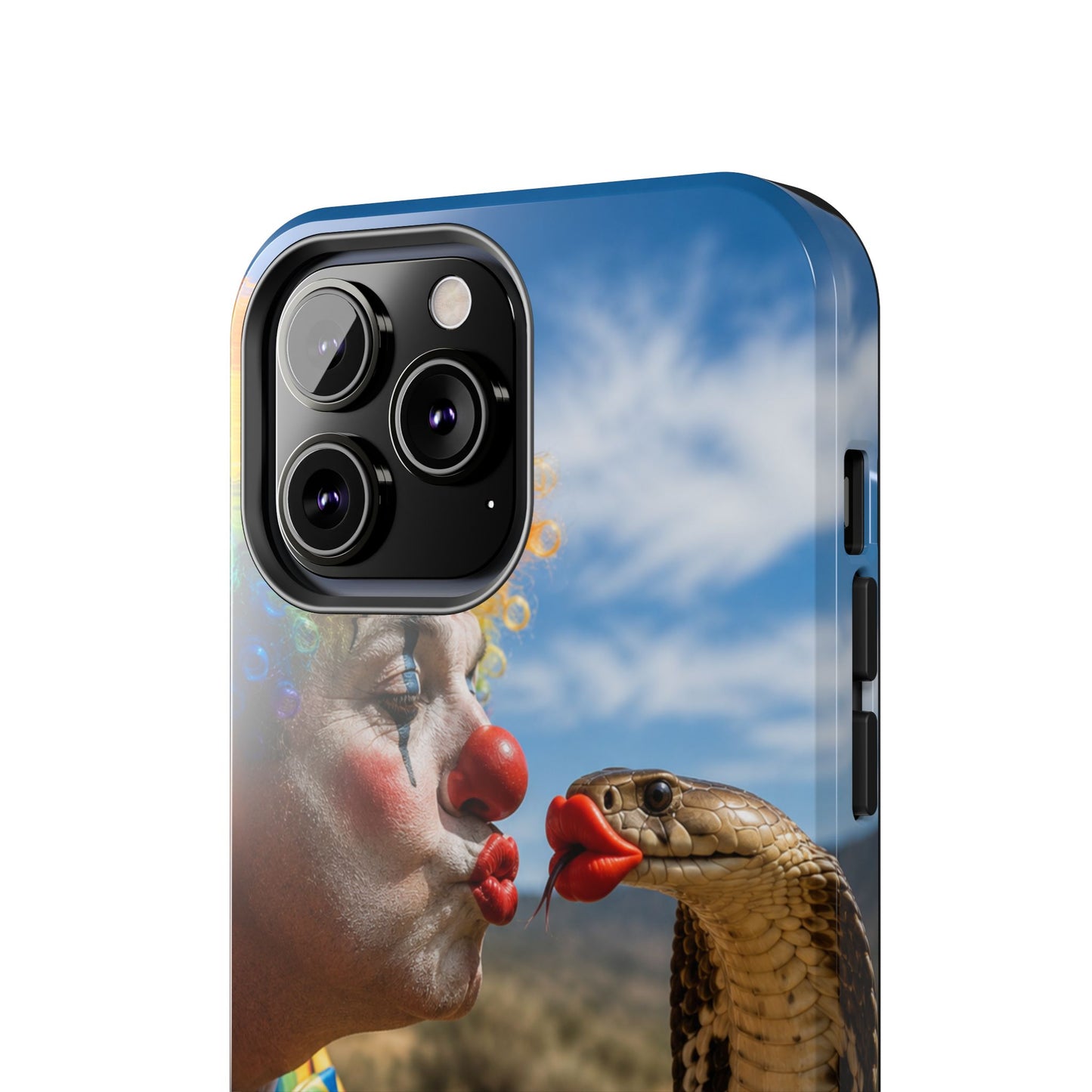 Clown & Cobra Tough Phone Case — Funny Kiss Design, Shockproof Protective Cover