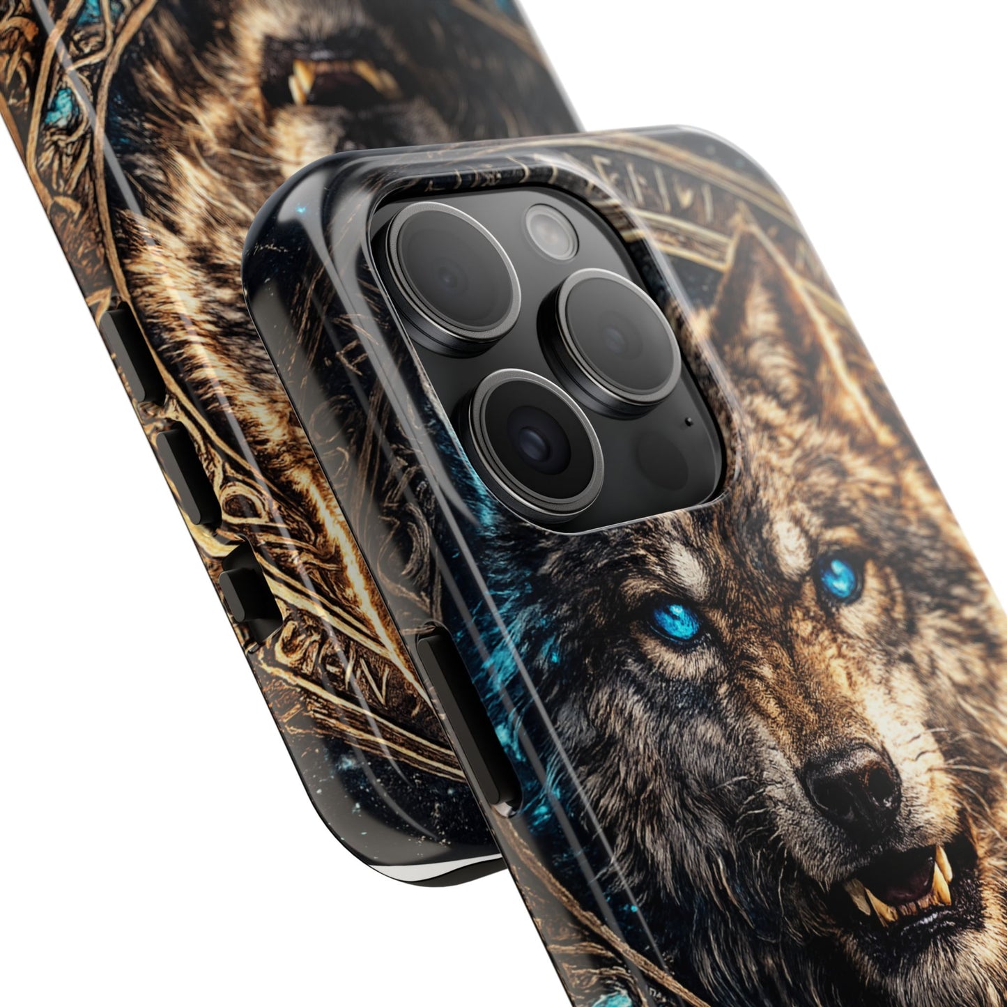 Wolf Pentagram Phone Case - Rugged Mystic Phone Cover with Glowing Blue Eyes