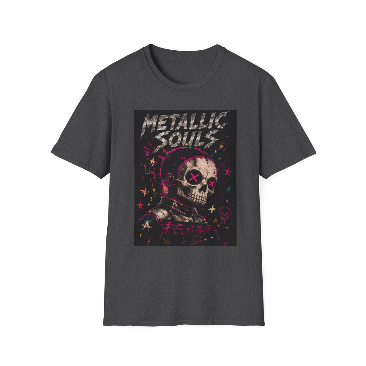 Metallic Souls Skull T‑Shirt — Retro Grunge Rock Tee