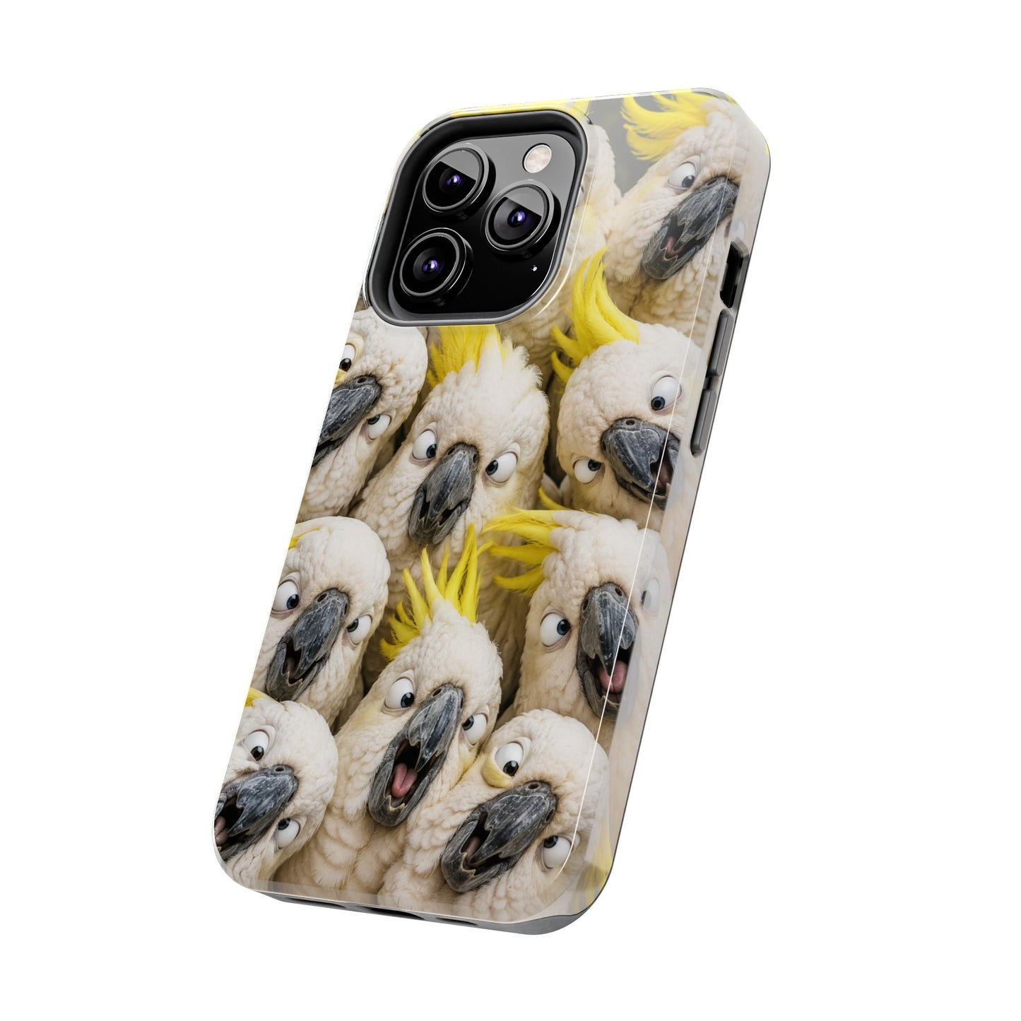 Cockatoo Collage Tough Phone Case — Funny Yellow Crested Bird Protective Phone Cover
